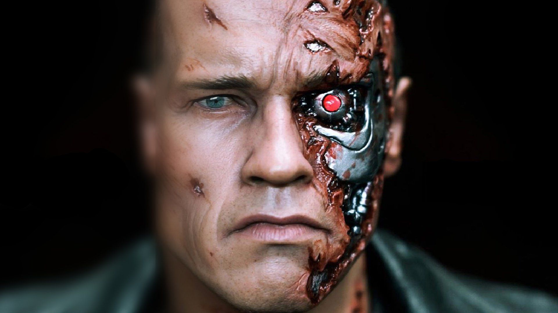 Arnold Schwarzenegger caracterizado como Terminator Arnold Schwarzenegger caracterizado como Terminator