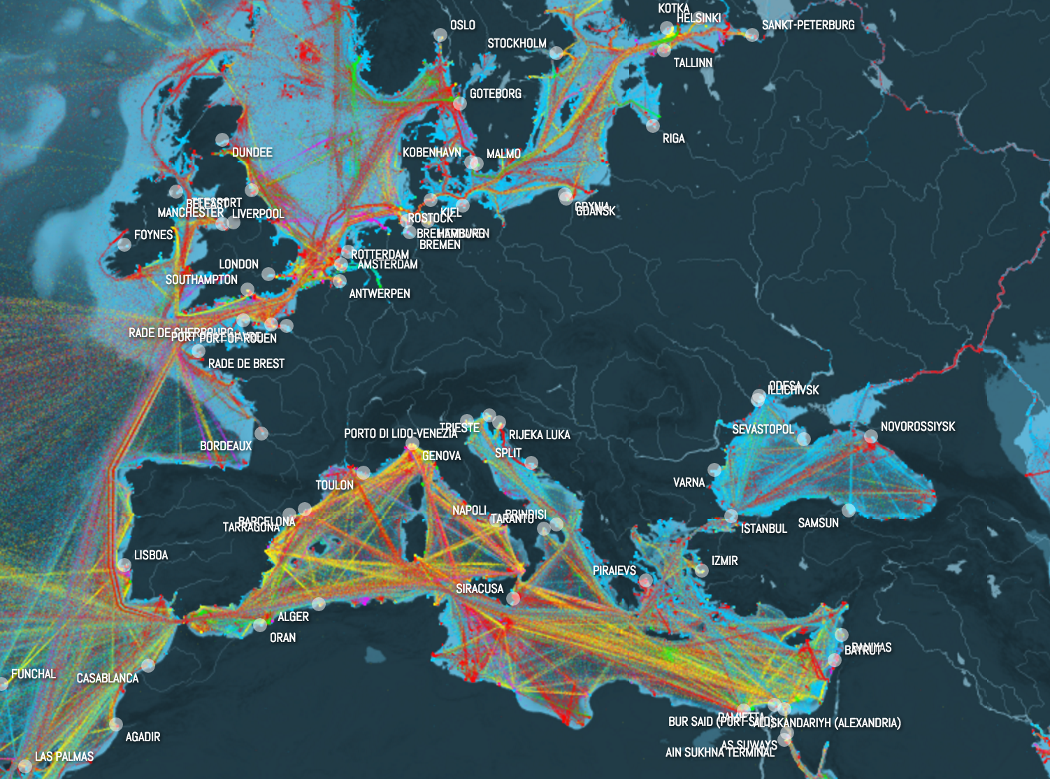 Els 'Ship Map' mostra les connexions entre diferents ports continentals