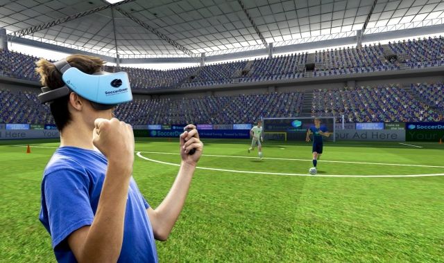 Imatge del que es veu a través de les ulleres i la plataforma de SoccerDream