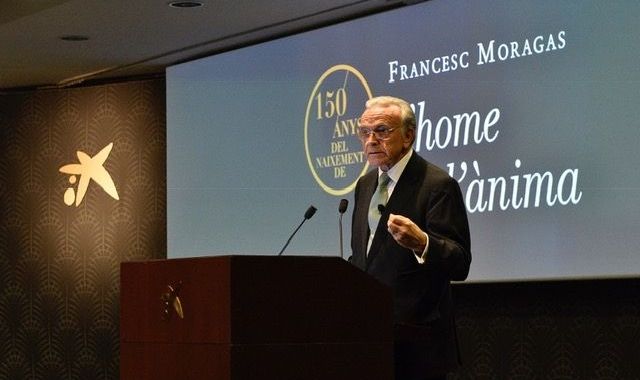 Isidre Fainé durant la conferència que ha servit d'homenatge a Francesc Moragas | Cedida