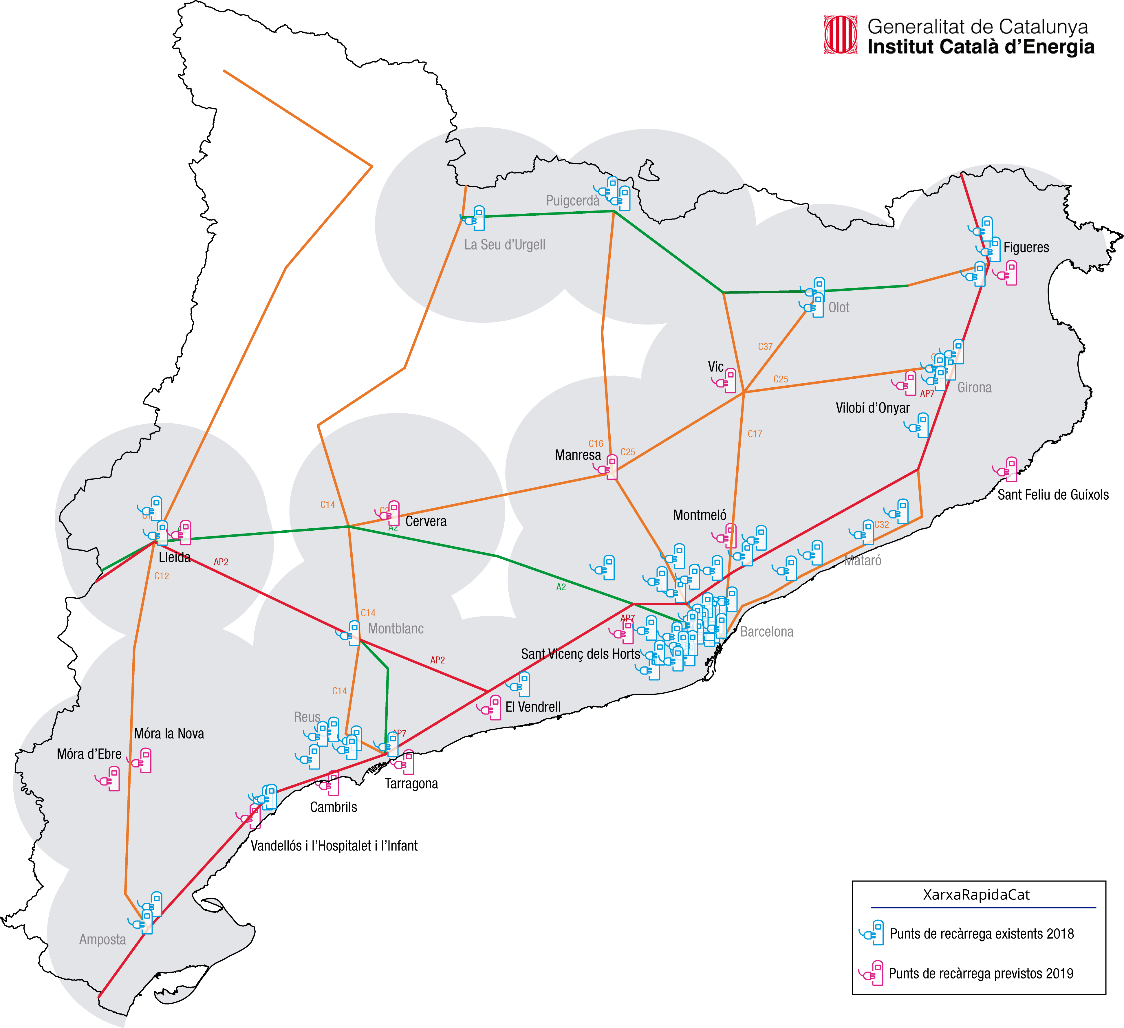 punts de recàrrega de cotxe elèctric a catalunya