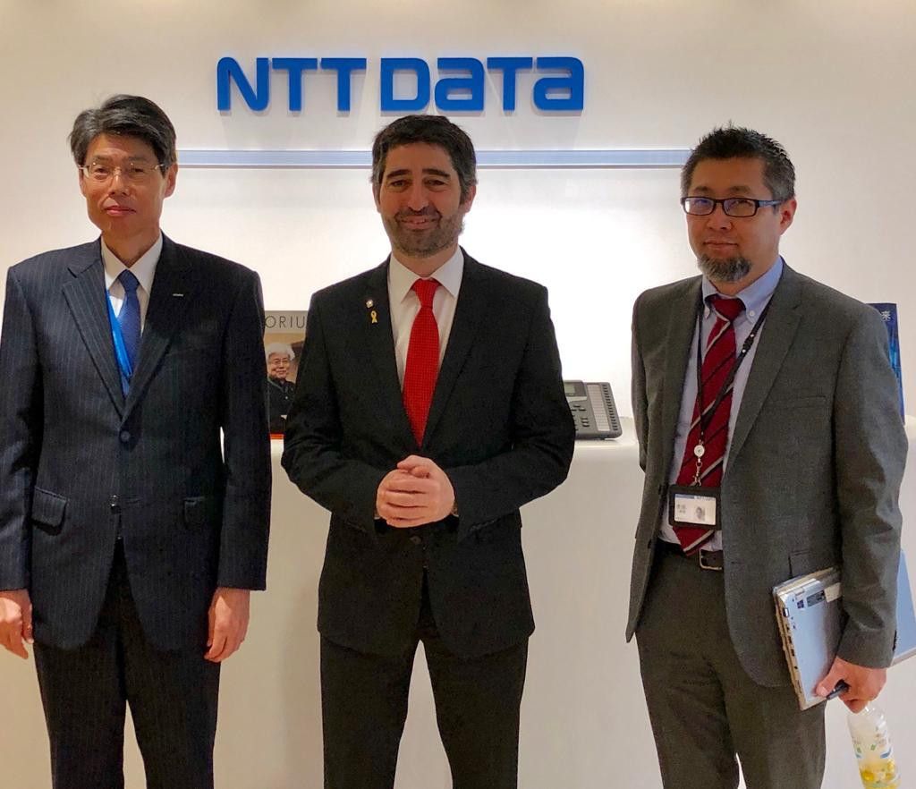 El conseller de Polítiques Digitals, Jordi Puigneró, amb els responsables de l'empresa japonesa NTT Data El conseller de Polítiques Digitals, Jordi Puigneró, amb els responsables de l'empresa japonesa NTT Data