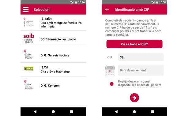 Imatges de la nova app pels ciutadans de les Balears