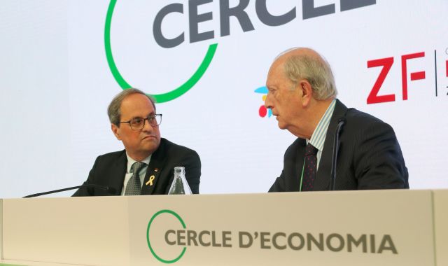 El president de la Generalitat, Quim Torra, amb el president del Cercle d'Economia, Juan José Brugera | ACN
