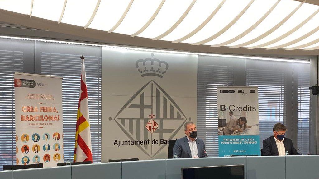 Jaume Collboni i Antoni Cañete durant la presentació del programa CreaFeina | Ajuntament de Barcelona Jaume Collboni i Antoni Cañete durant la presentació del programa CreaFeina | Ajuntament de Barcelona