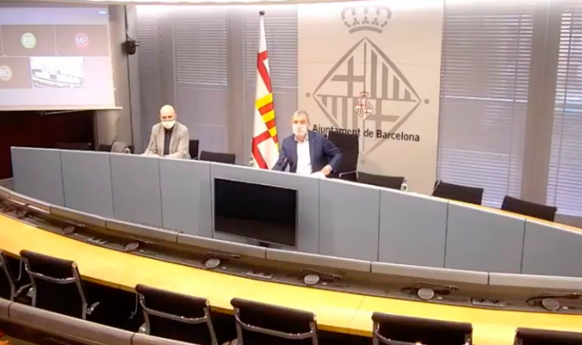 Felix Ortega i Jaume Collboni durant la presentació del fons Barcelona Accelera