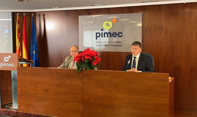 Josep González i Antonio Cañete durant la roda de premsa de balanç del 2020 | Pimec