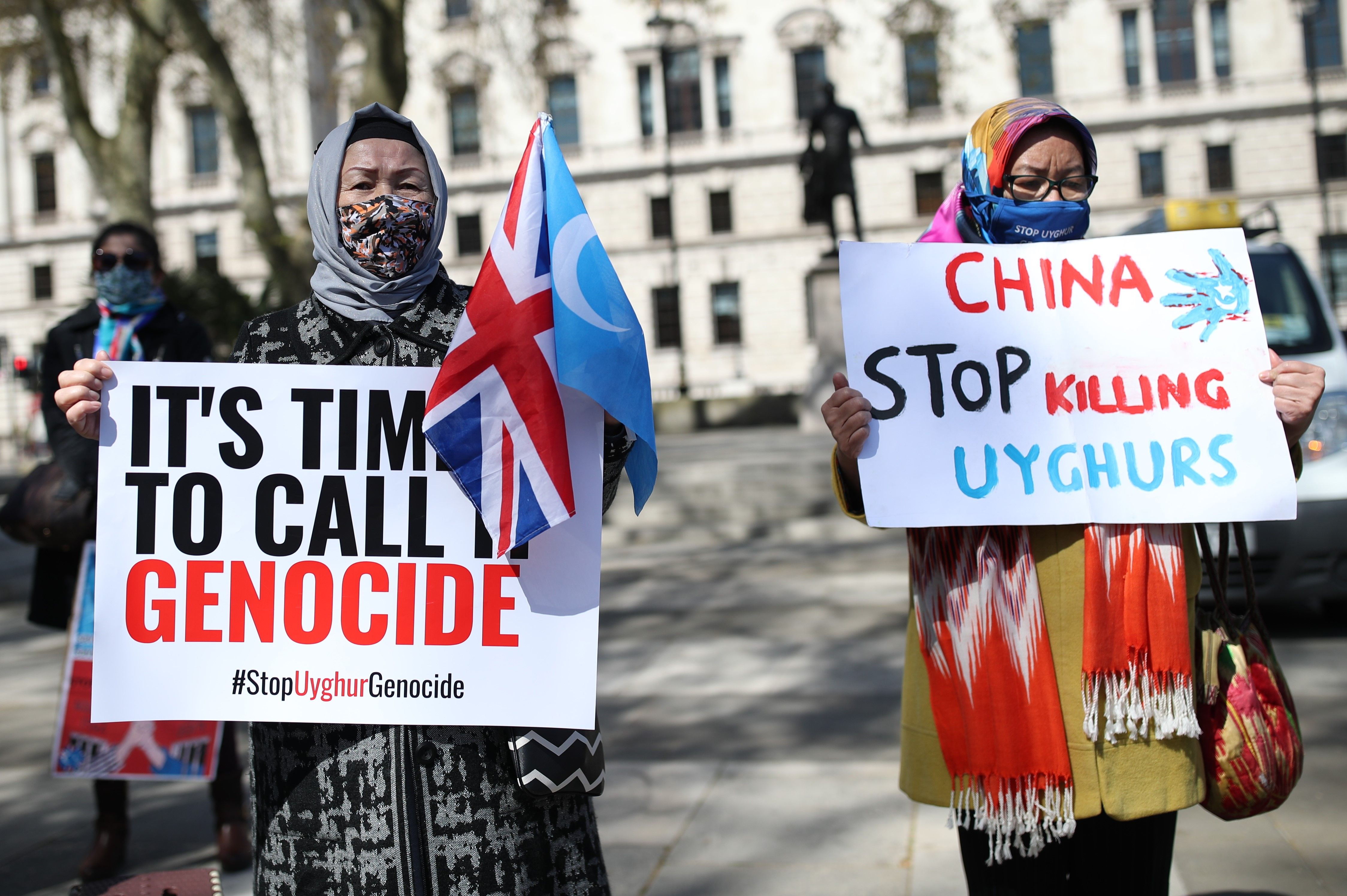 Manifestants de la diàspora uigur protestant a Londres contra la repressió xinesa | EP