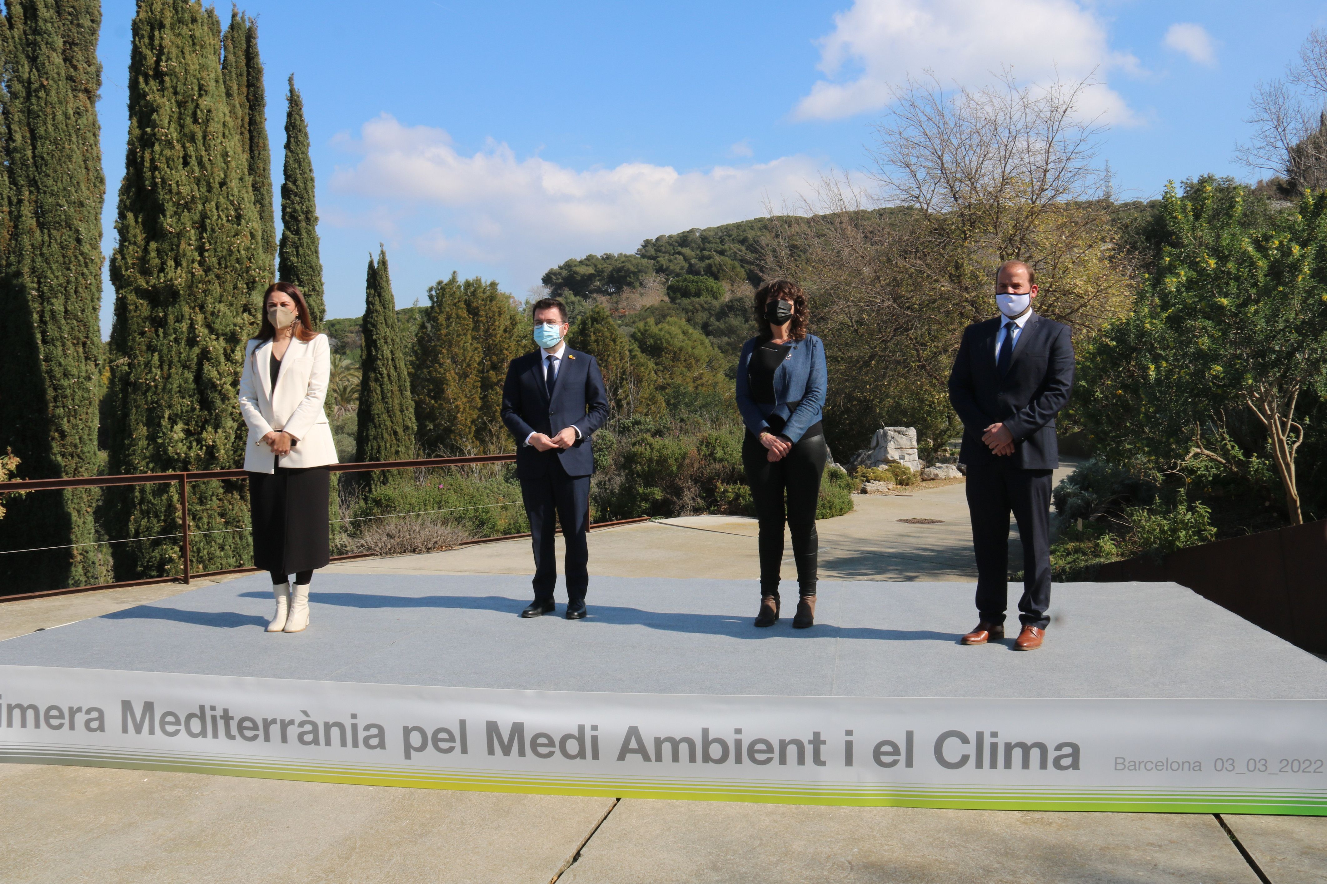 El president del Govern, Pere Aragonès, la consellera d’Acció Climàtica, Teresa Jordà, la consellera d'Emergència Climàtica de la Generalitat Valenciana, Mireia Mollà, i el conseller de Medi Ambient i Territori del Govern de les Illes Balears, Miquel Mir El president del Govern, Pere Aragonès, la consellera d’Acció Climàtica, Teresa Jordà, la consellera d'Emergència Climàtica de la Generalitat Valenciana, Mireia Mollà, i el conseller de Medi Ambient i Territori del Govern de les Illes Balears, Miquel Mir