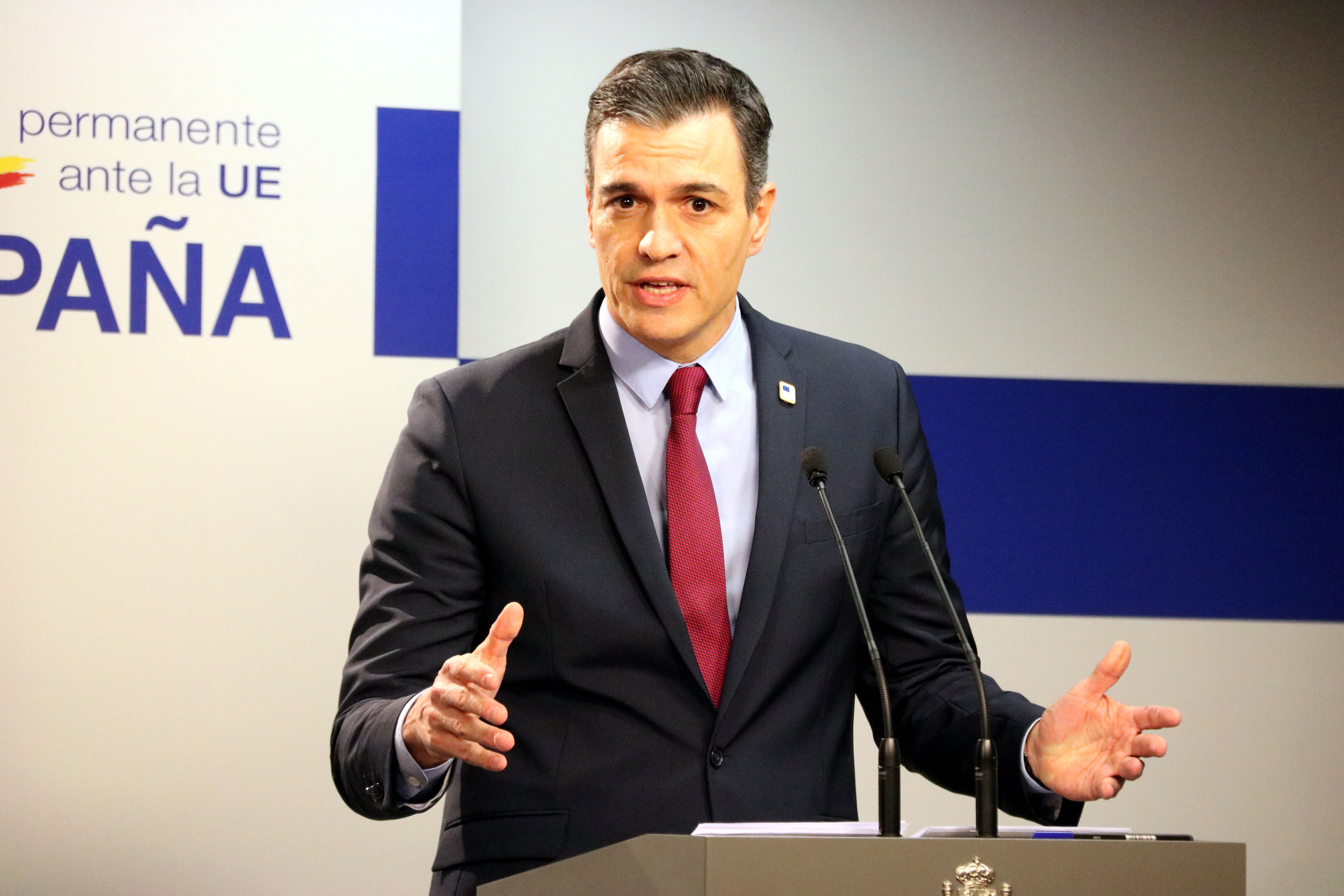 El president del govern espanyol, Pedro Sánchez, en la roda de premsa posterior al Consell Europeu | ACN El president del govern espanyol, Pedro Sánchez, en la roda de premsa posterior al Consell Europeu | ACN