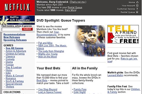 Página web de Netflix en el año 1998 | Netflix