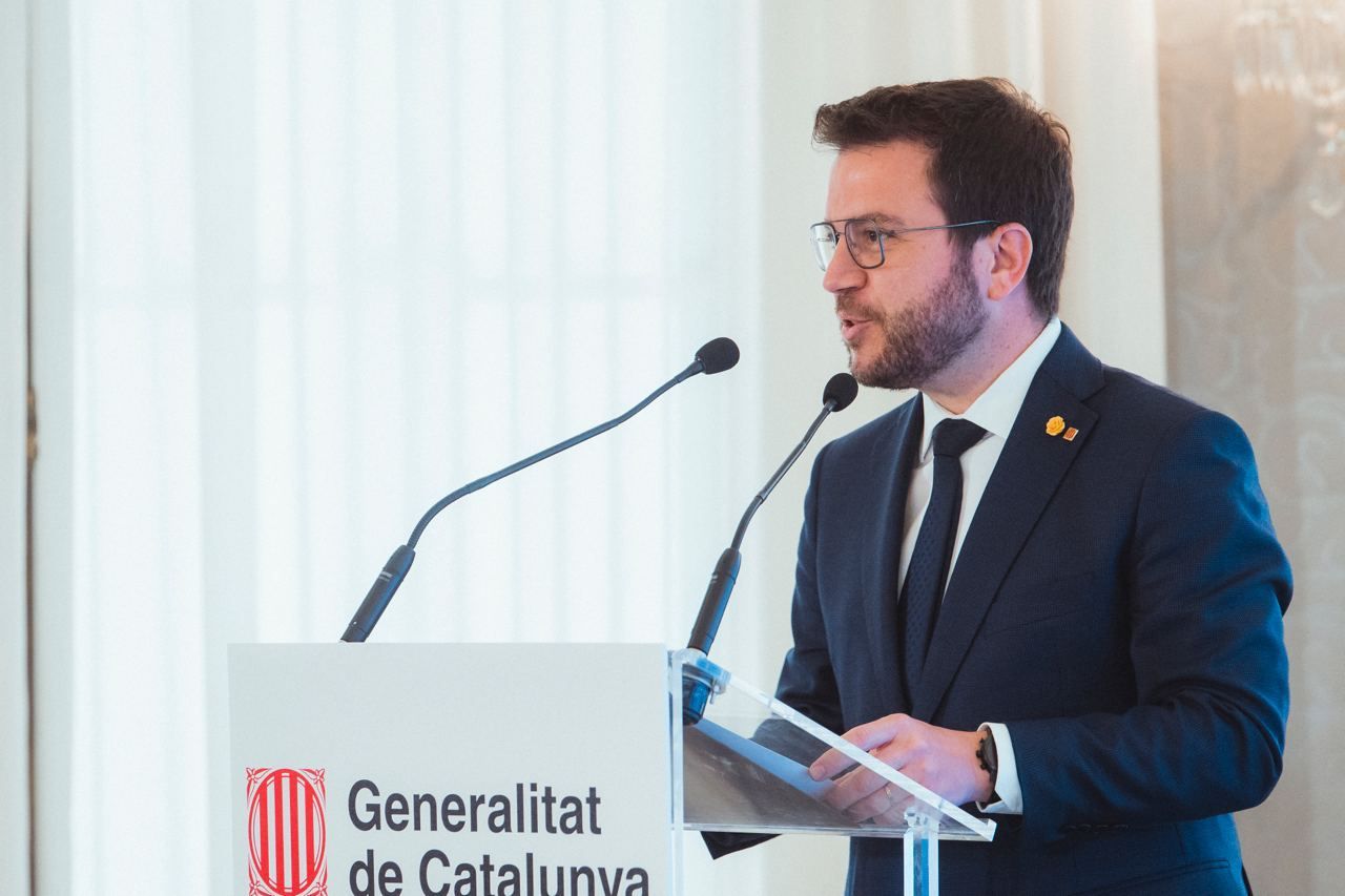 El president de la Generalitat, Pere Aragonès, a l'entrega del Reconeixement del Dia de l'Empresa al Palau de Pedralbes | Cedida