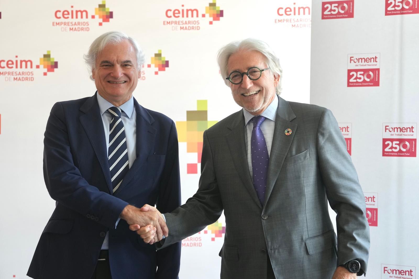 Los presidentes de Foment del Treball y la CEIM, Josep Sánchez Llibre y Miguel Garrido de la Cierva | Cedida