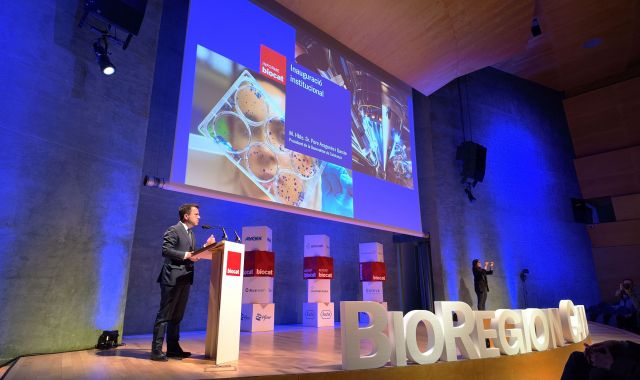 El president de la Generalitat, <apertium-notrans>Pere Aragonés</apertium-notrans>, en la presentación del 'Informe de la BioRegió de 2023' Catalunya | Cedida