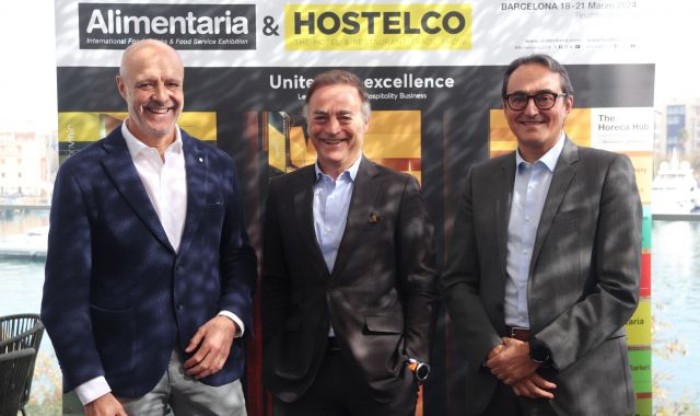 Antoni Llorens, Toni Valls y Pere Taberner, máximos responsables de Alimentaria & Hostelco | ACN - Maria Asmarat