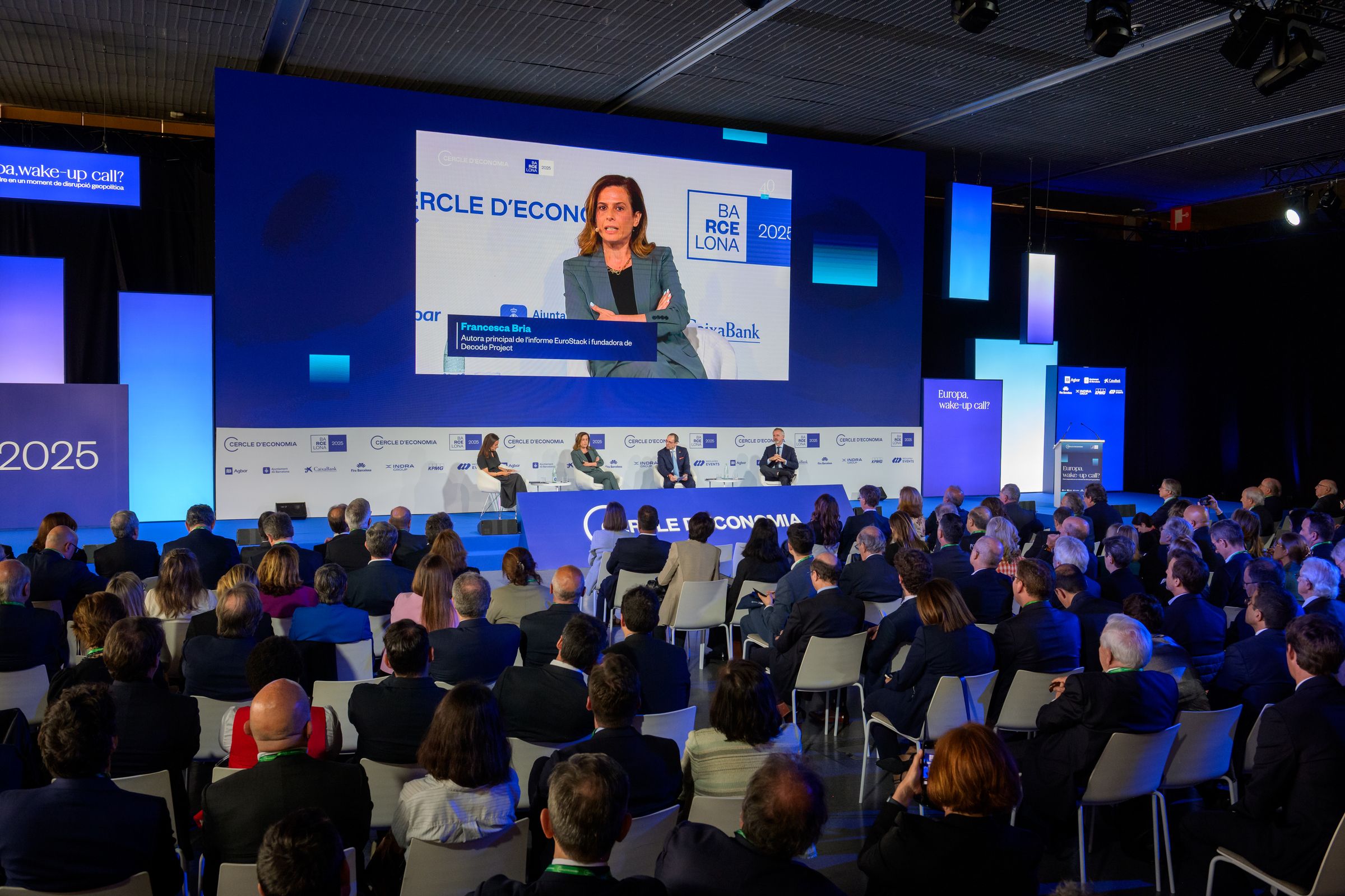 Maite Barrera, Francesca Bria, Jesús Mantas i Marc Murtra durant la 40 Reunió del Cercle d'Economia | Cedida