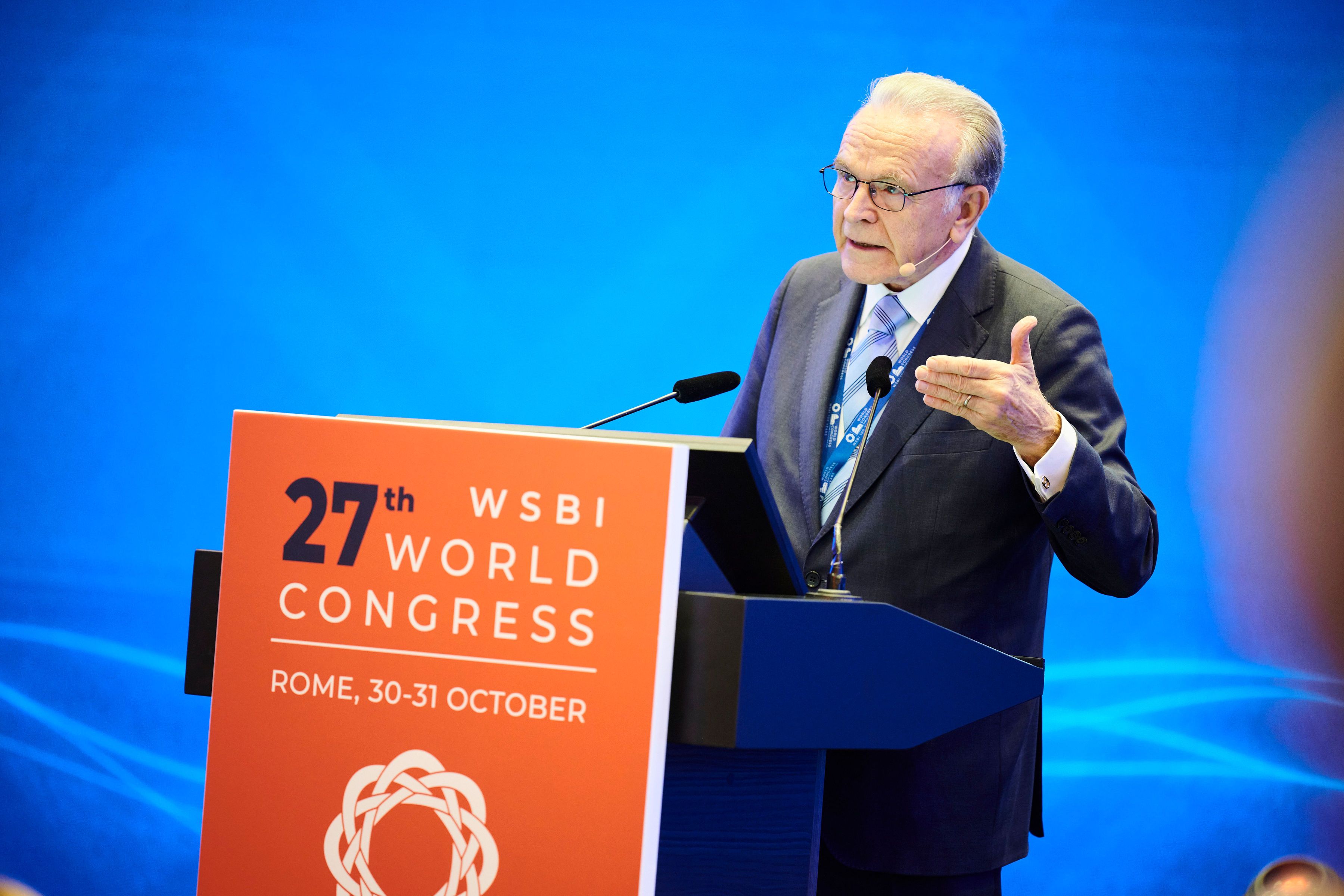 Isidre Fainé, durant la darrera asamblea general del WSBI celebrada a Roma | Cedida Isidre Fainé, durant la darrera asamblea general del WSBI celebrada a Roma | Cedida