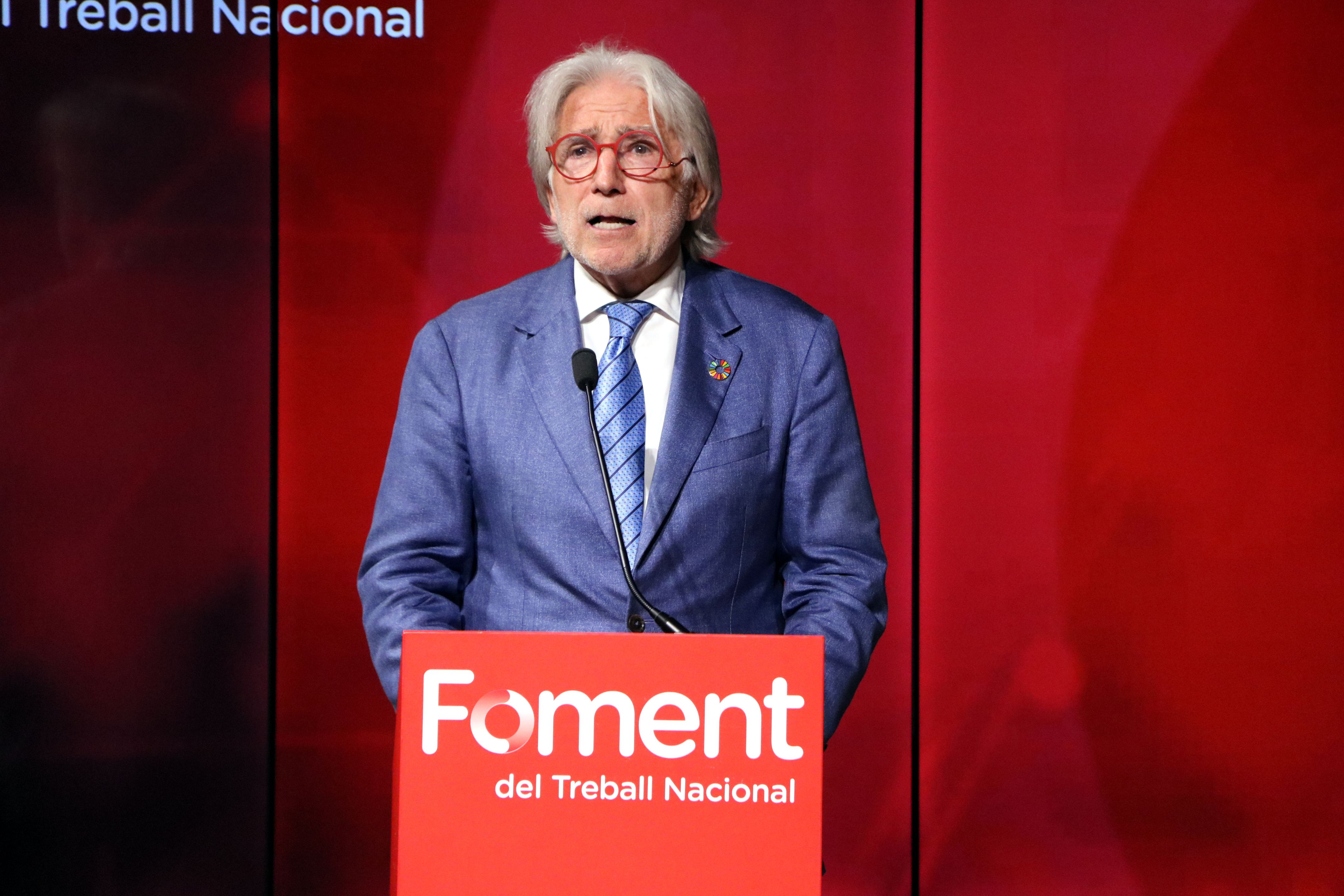 El president de Foment del Treball, Josep Sánchez Llibre, durant la seva intervenció a l'Assemblea General | ACN El president de Foment del Treball, Josep Sánchez Llibre, durant la seva intervenció a l'Assemblea General | ACN