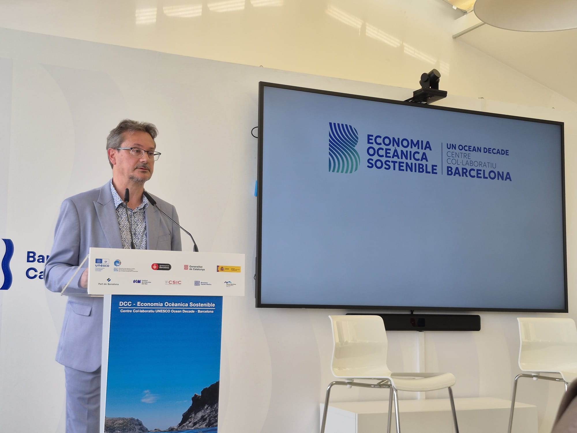 El director general de Afers Marítims i Pesca Sostenible de la Generalitat, Antoni Espanya, durante el acto de presentación | Cedida El director general de Afers Marítims i Pesca Sostenible de la Generalitat, Antoni Espanya, durante el acto de presentación | Cedida