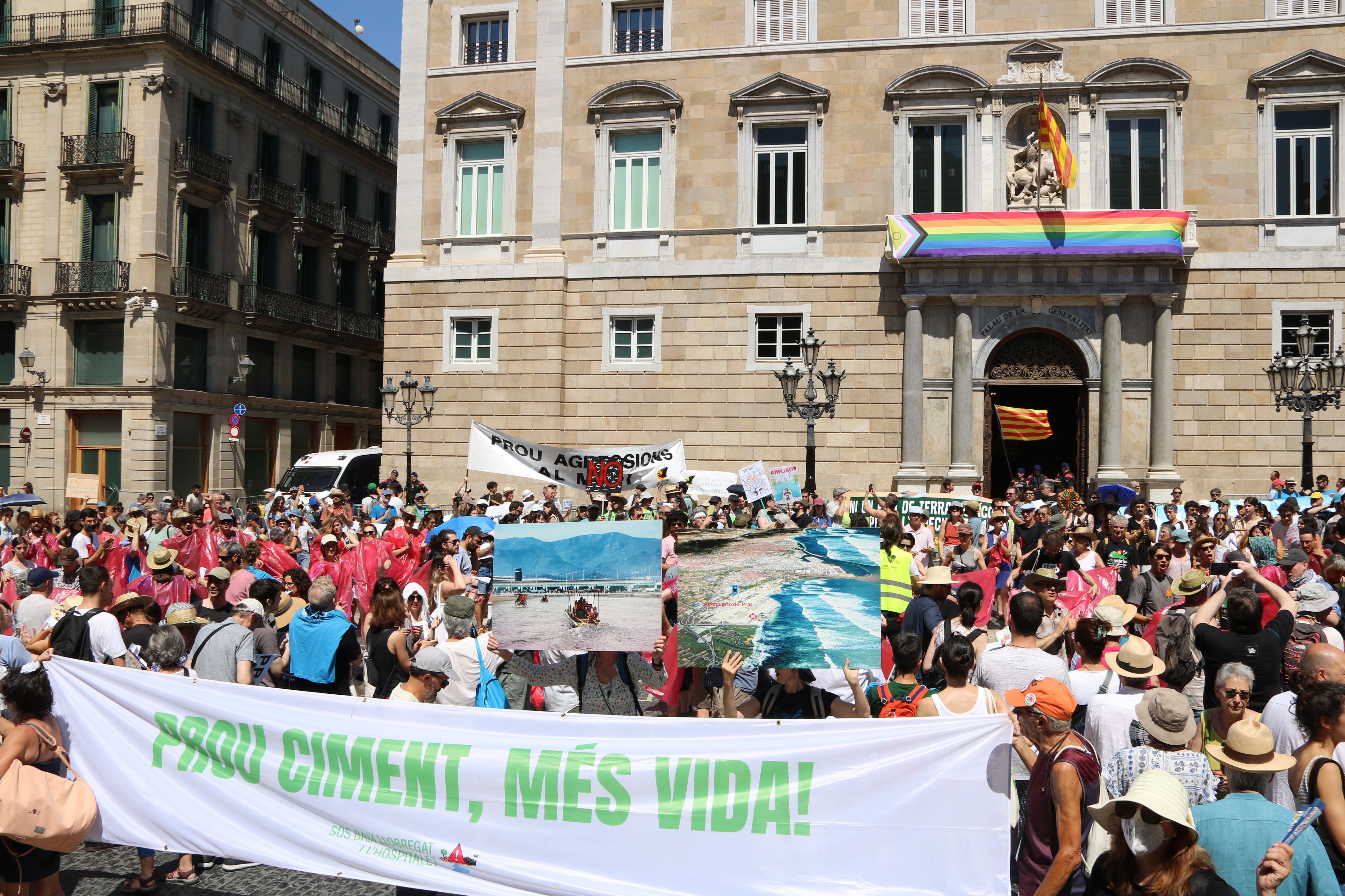 Els manifestants a la plaça Sant Jaume aquest diumenge | ACN