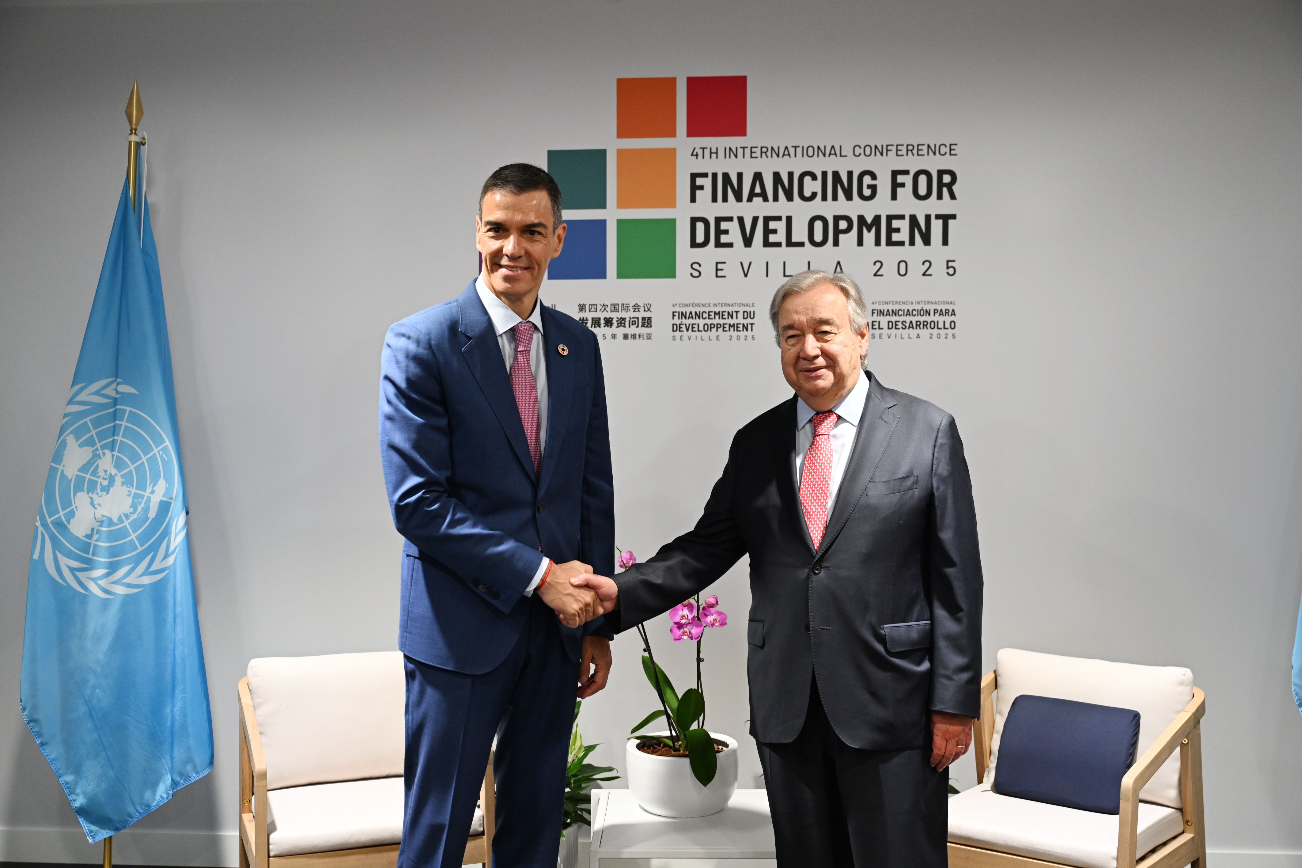 El president espanyol, Pedro Sánchez, i el secretari general de l'ONU, António Guterres | Cedida