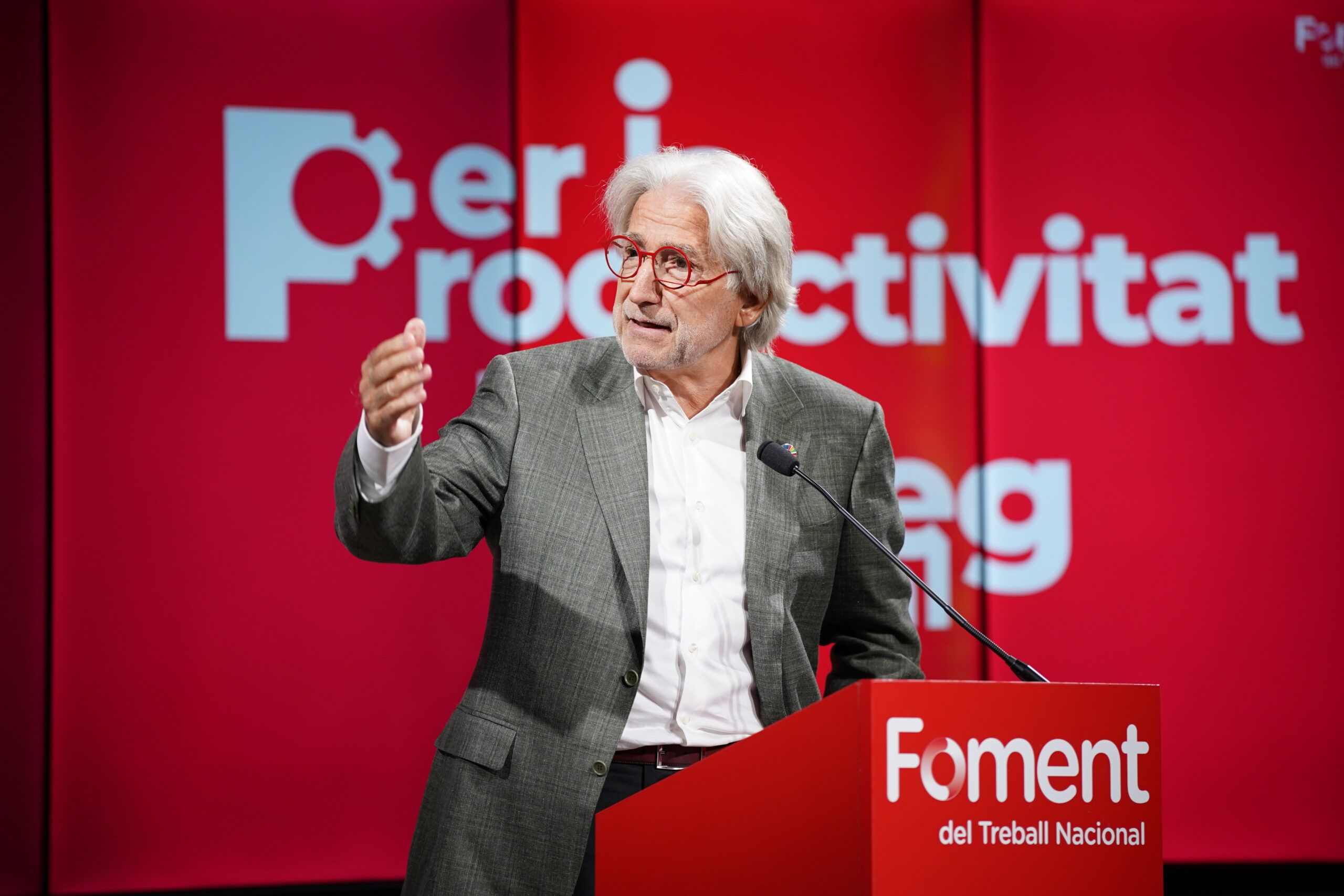 El president de Foment del Treball, Josep Sánchez-Llibre, durant la presentació del manifest 'Per la productivitat, pel diàleg social' | Cedida El president de Foment del Treball, Josep Sánchez-Llibre, durant la presentació del manifest 'Per la productivitat, pel diàleg social' | Cedida