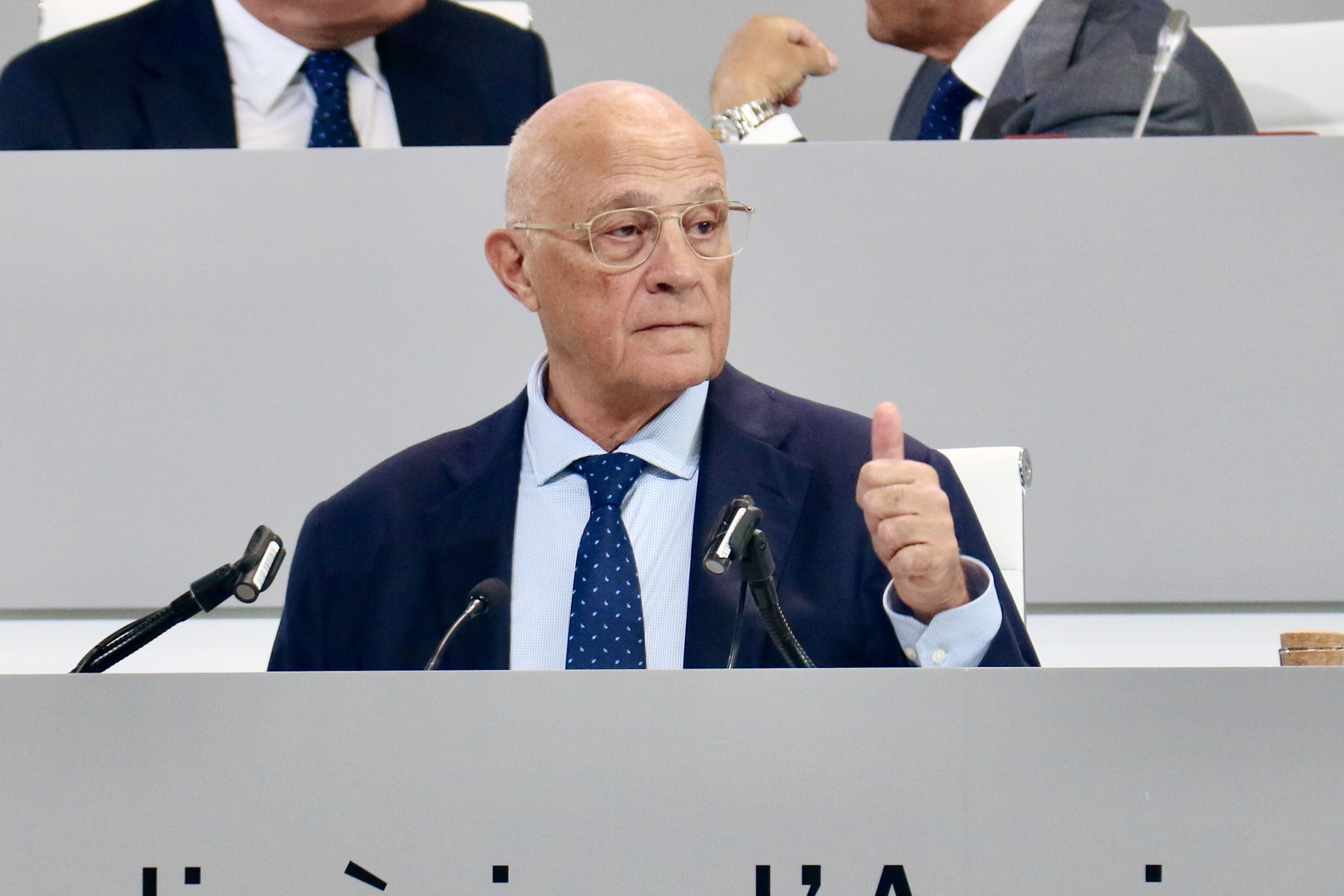 El president del Banc Sabadell, Josep Oliu, durant la junta general extraodrinària d'accionistes de l'entitat | ACN