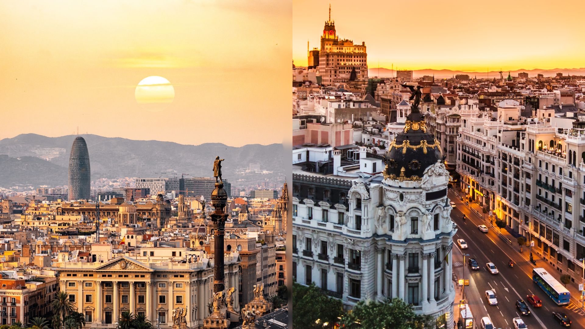 Els 'skylines' de Barcelona i Madrid | Canva