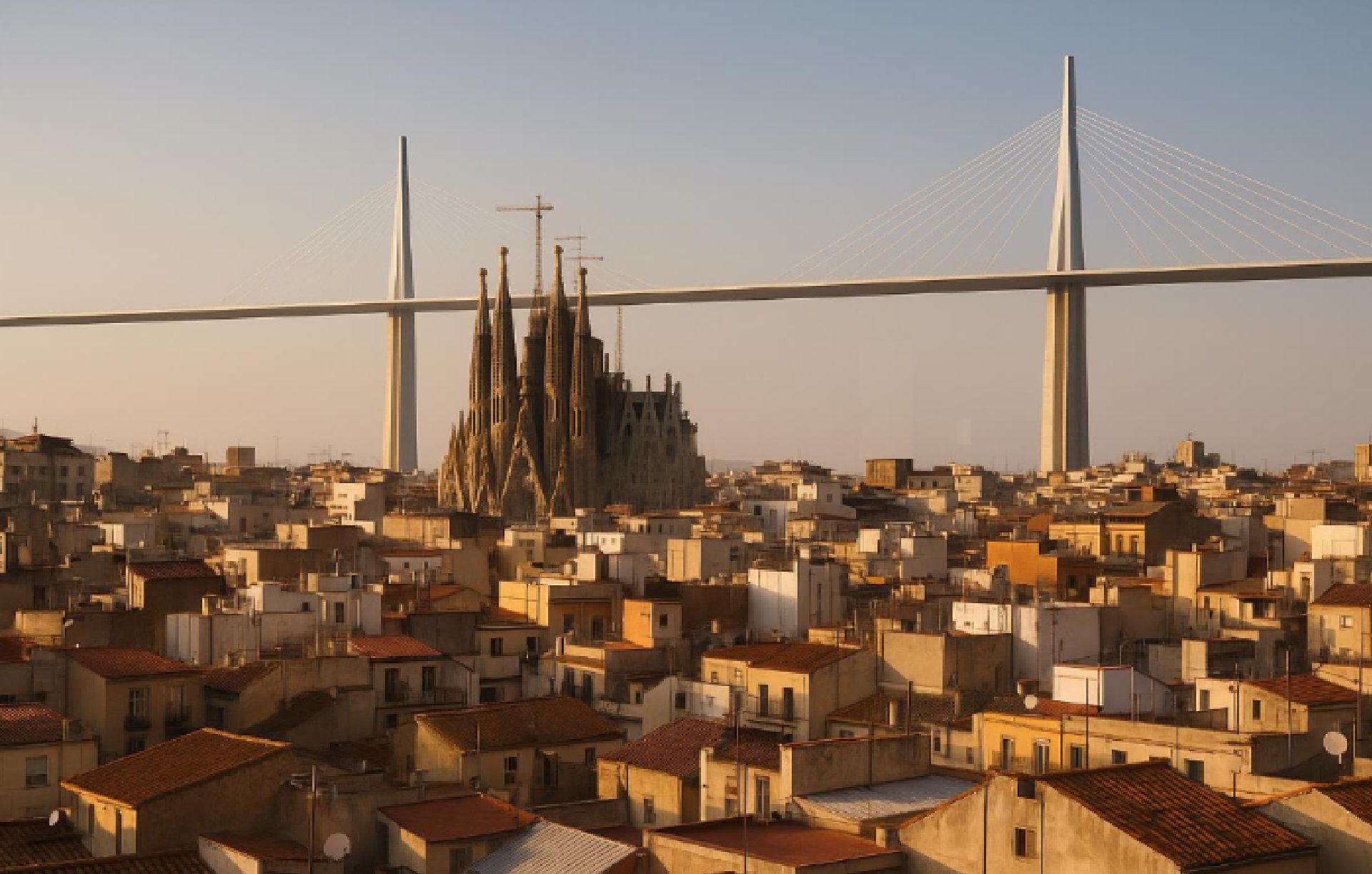 La ciutat de Barcelona dissenyada amb un metro a 200 metres d'altura | Imatge generada per IA La ciutat de Barcelona dissenyada amb un metro a 200 metres d'altura | Imatge generada per IA