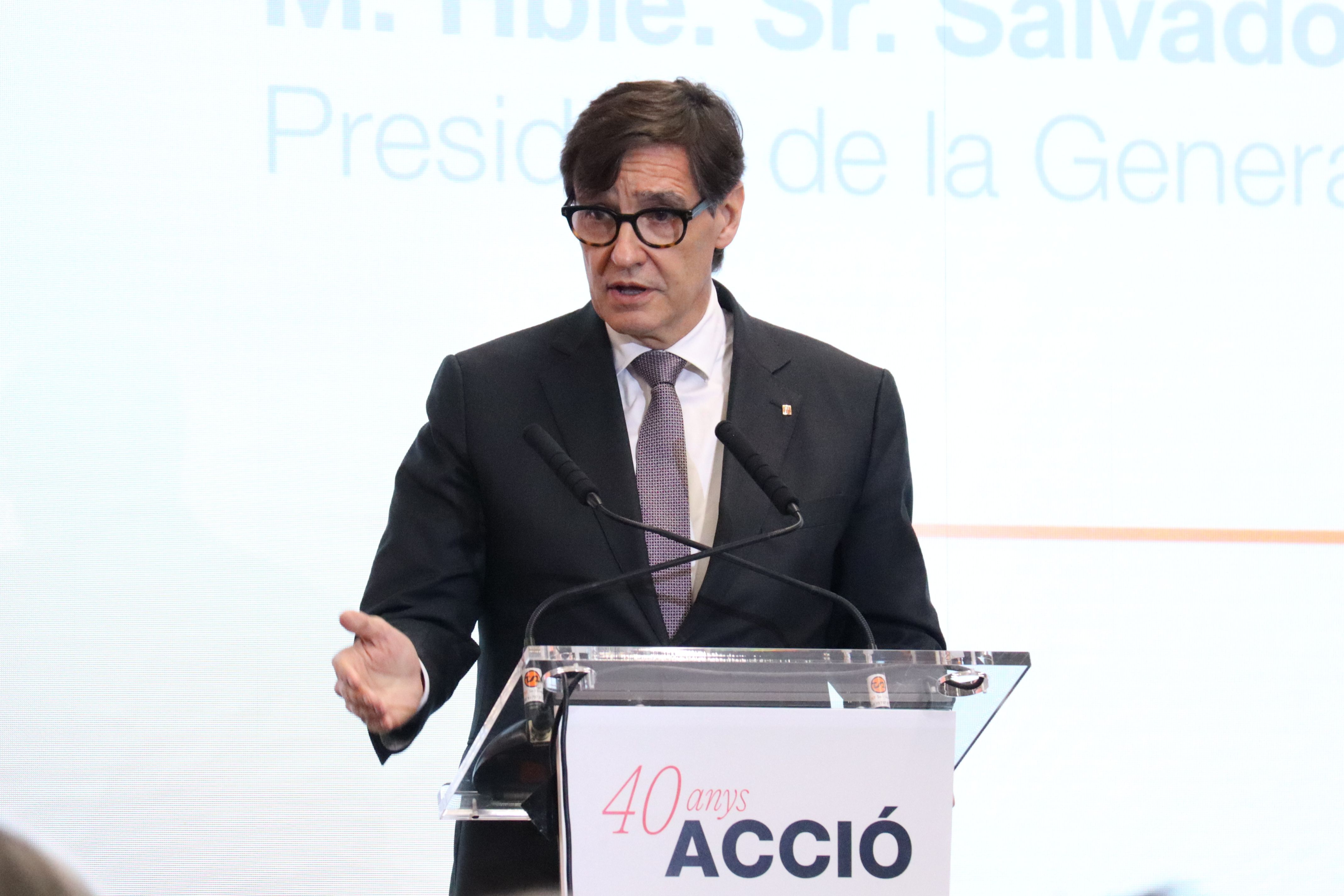 El presidente del Govern, Salvador Illa, en el acto de presentación de la estrategia de captación de inversión extranjera 2026-2030 | Aina Martí (ACN)