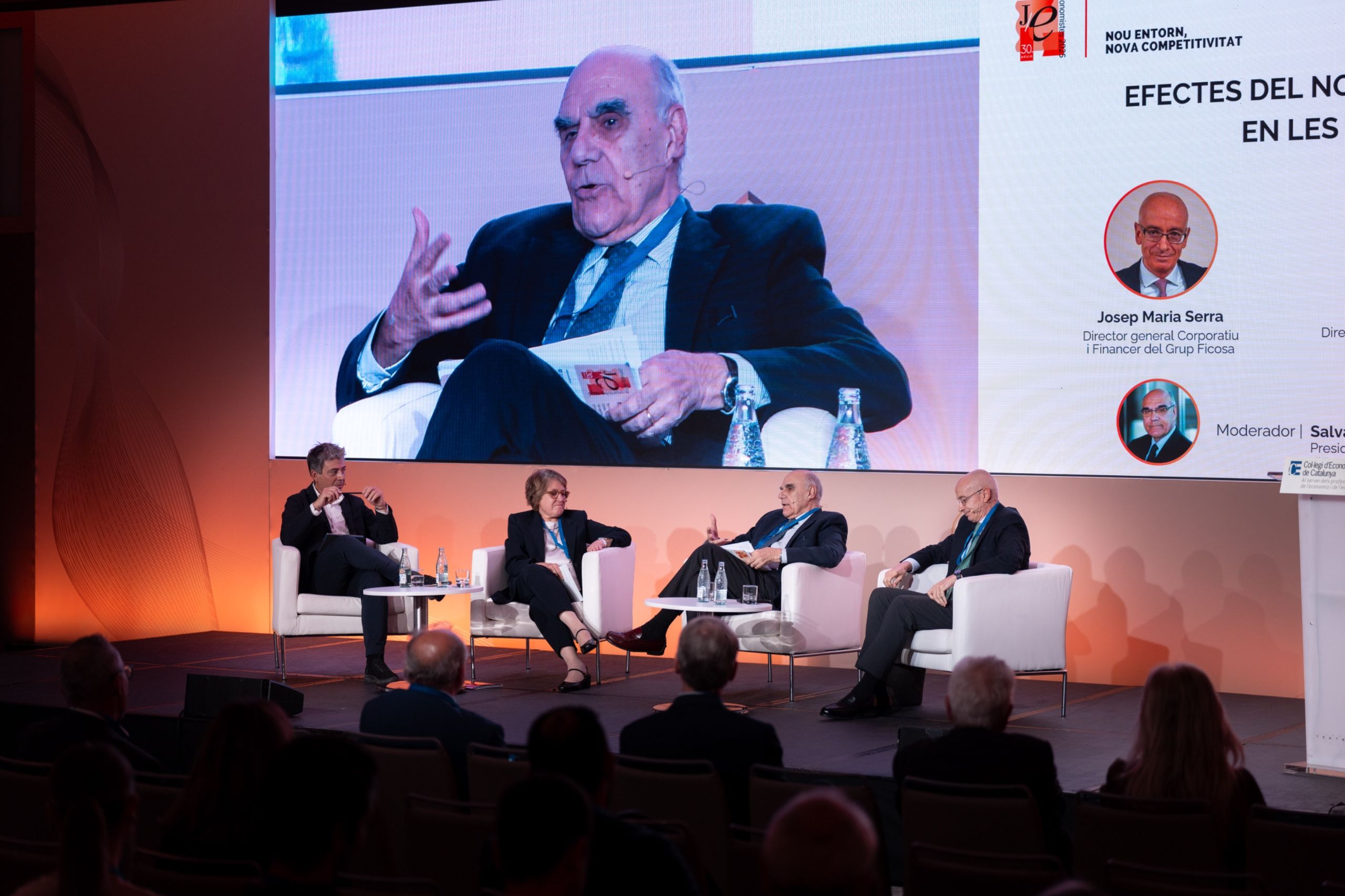 Eloi Planes (Fluidra), Inma Riera (Cambra de Comerç d’Espanya) i Josep Maria Serra (Ficosa) |Joan Mateu Parra (Col·legi d'Economistes de Catalunya)