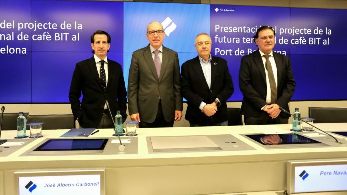 José Miguel Masiques, CEO de Masiques; José Alberto Carbonell, president del Port de Barcelona; Pere Navarro, delegat especial de l’Estat al CZFB, i Marc Tauste, director de BIT.
