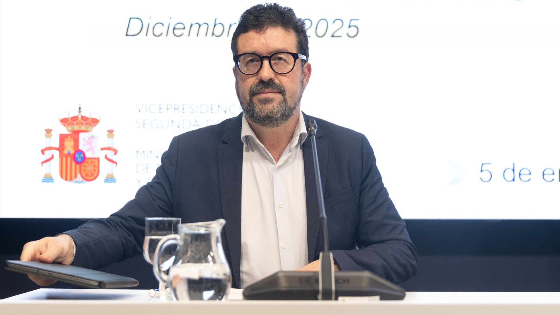 Joaquín Pérez Rey presenta los datos de paro registrado y de afiliación a la Seguridad Social correspondientes al mes de diciembre de 2025 | Eduardo Parra (Europa Press)