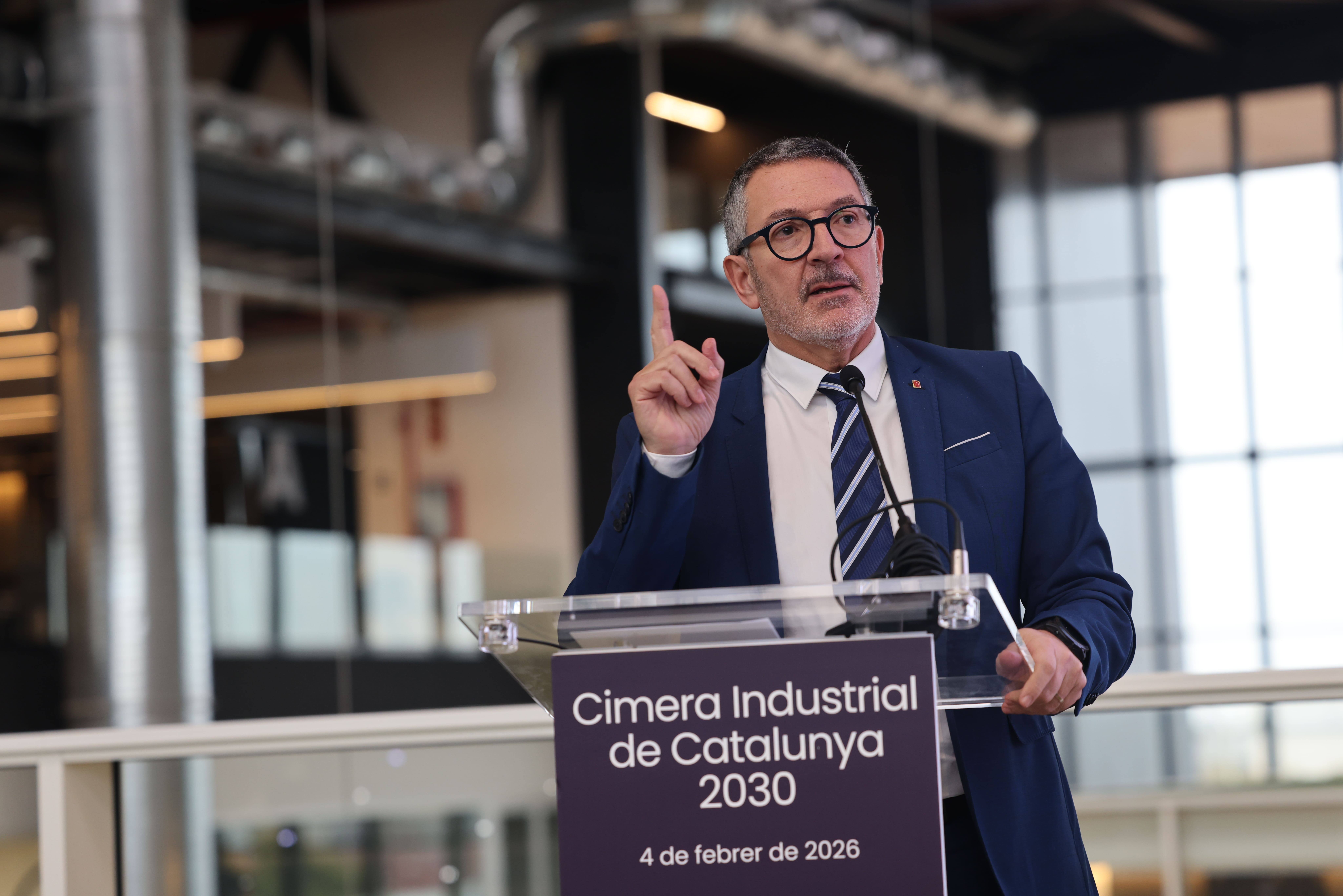 El conseller de Empresa i Treball, Miquel Sàmper, durante la cumbre industrial de Pimec, en el DFactory | Cedida por Pimec