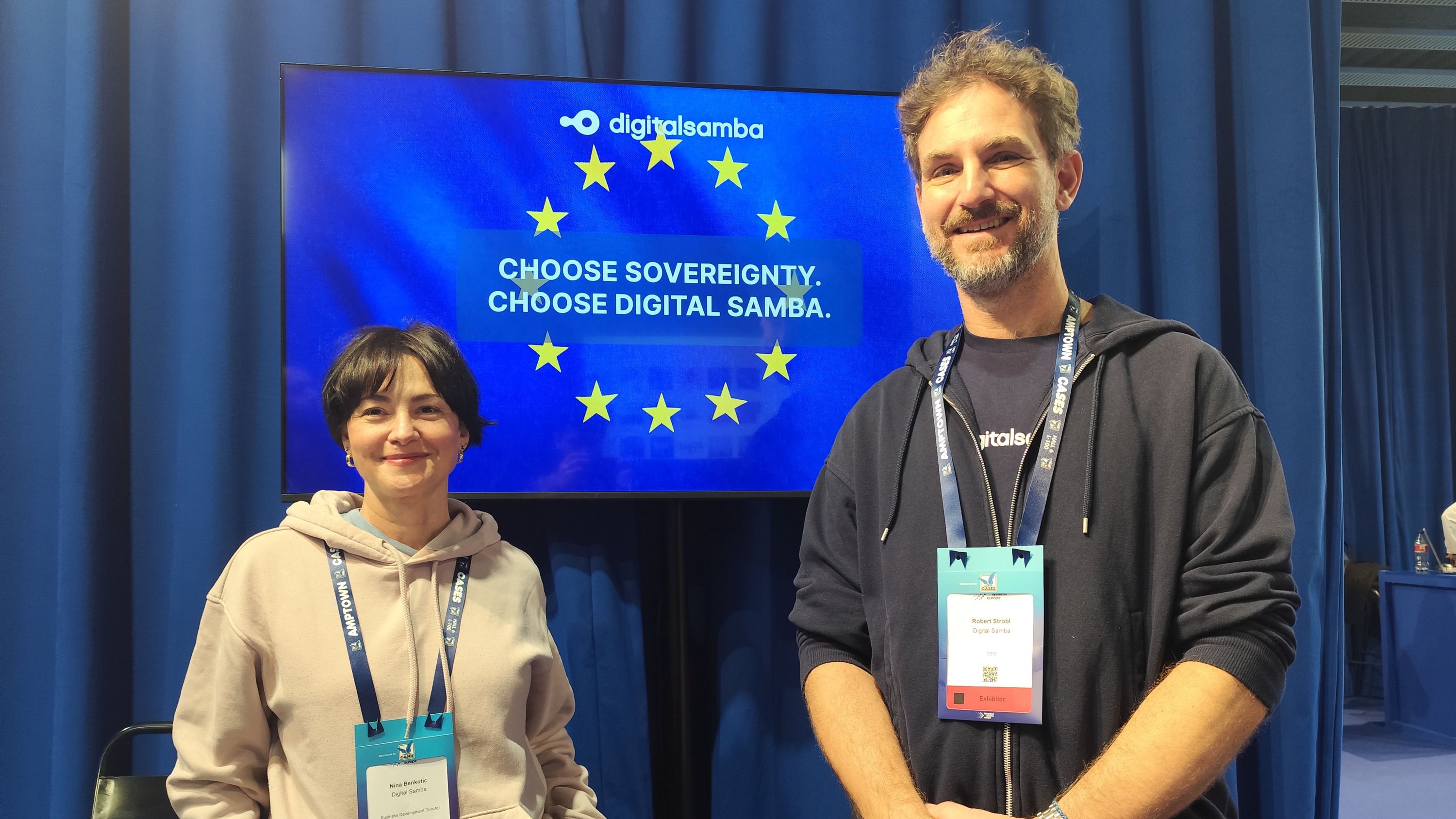 Kristina Benkotic (izquierda) y Robert Strobl (derecha), directora de desarrollo de negocio y CEO de Digital Samba | Marc Vilajosana