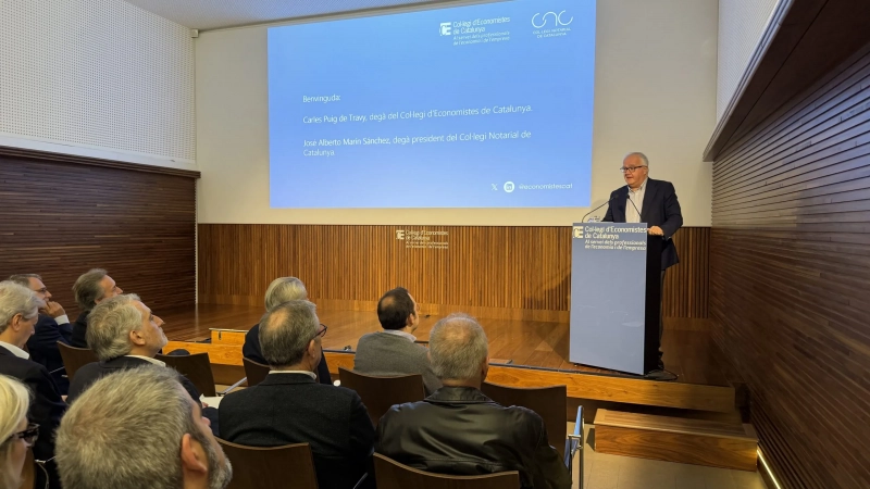 José Alberto Marín, degà del Col·legi Notarial de Catalunya, durant l'acte de presentació de l'informe | Cedida