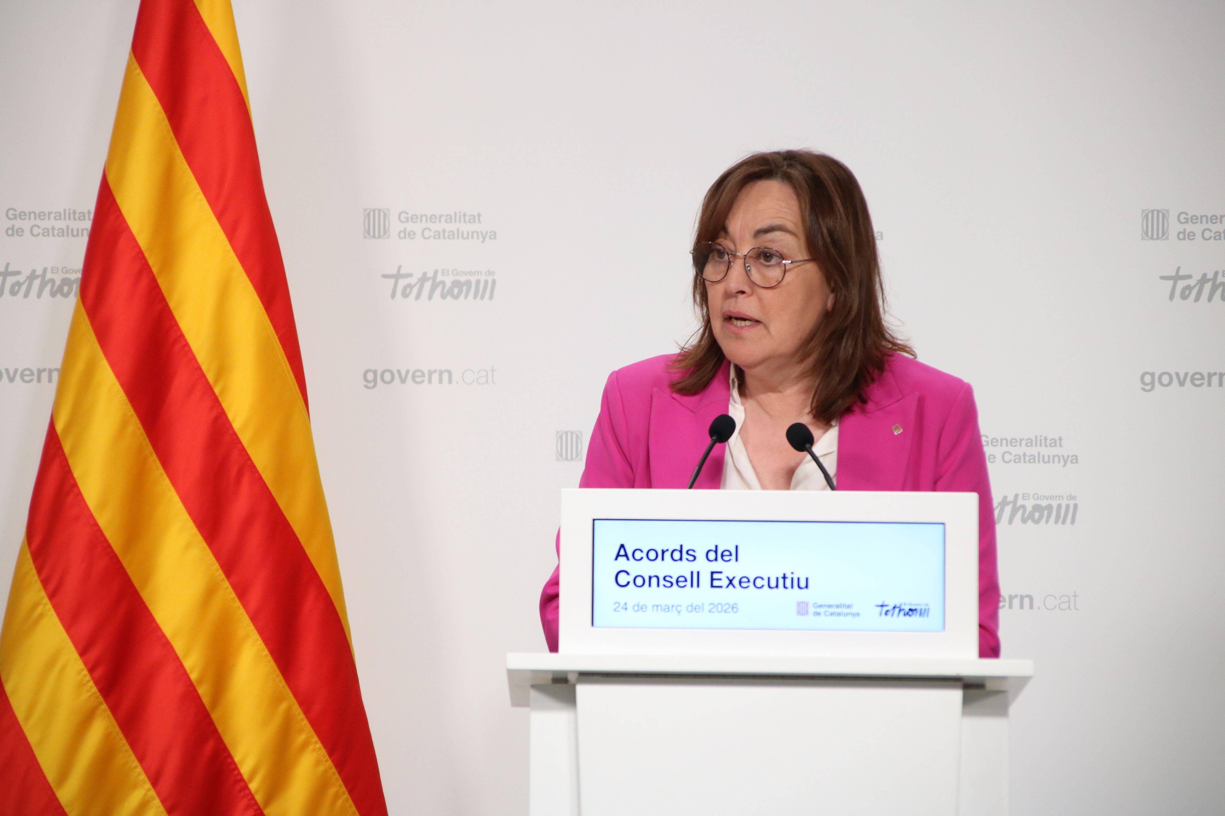 La portaveu del Govern, Sílvia Paneque, en la roda de premsa posterior al Consell Executiu | Sara Soteras (ACN)