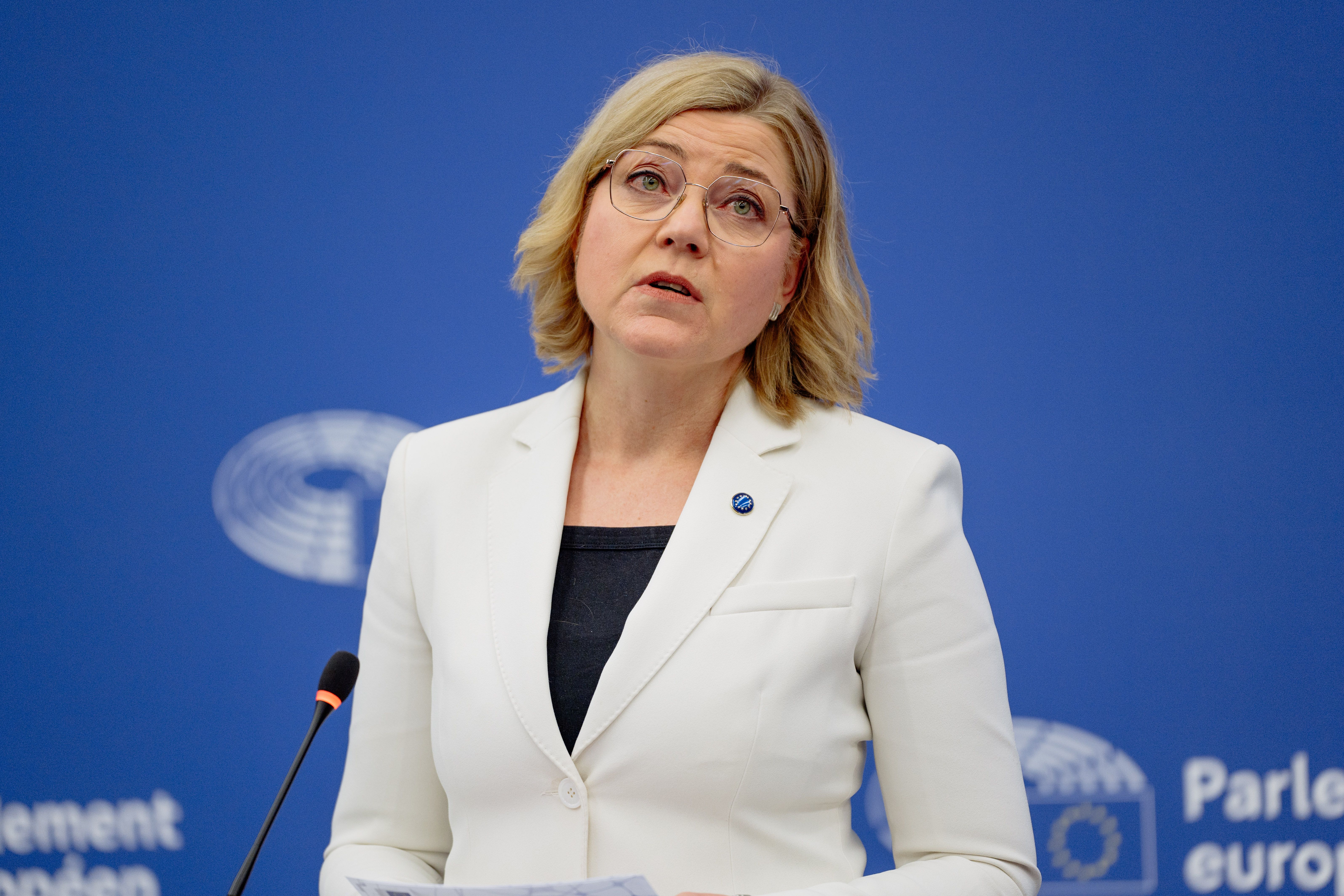 La vicepresidenta de la Comissió Europea a càrrec de Sobirania Tecnològica, Henna Virkkunen, en roda de premsa | Comissió Europea