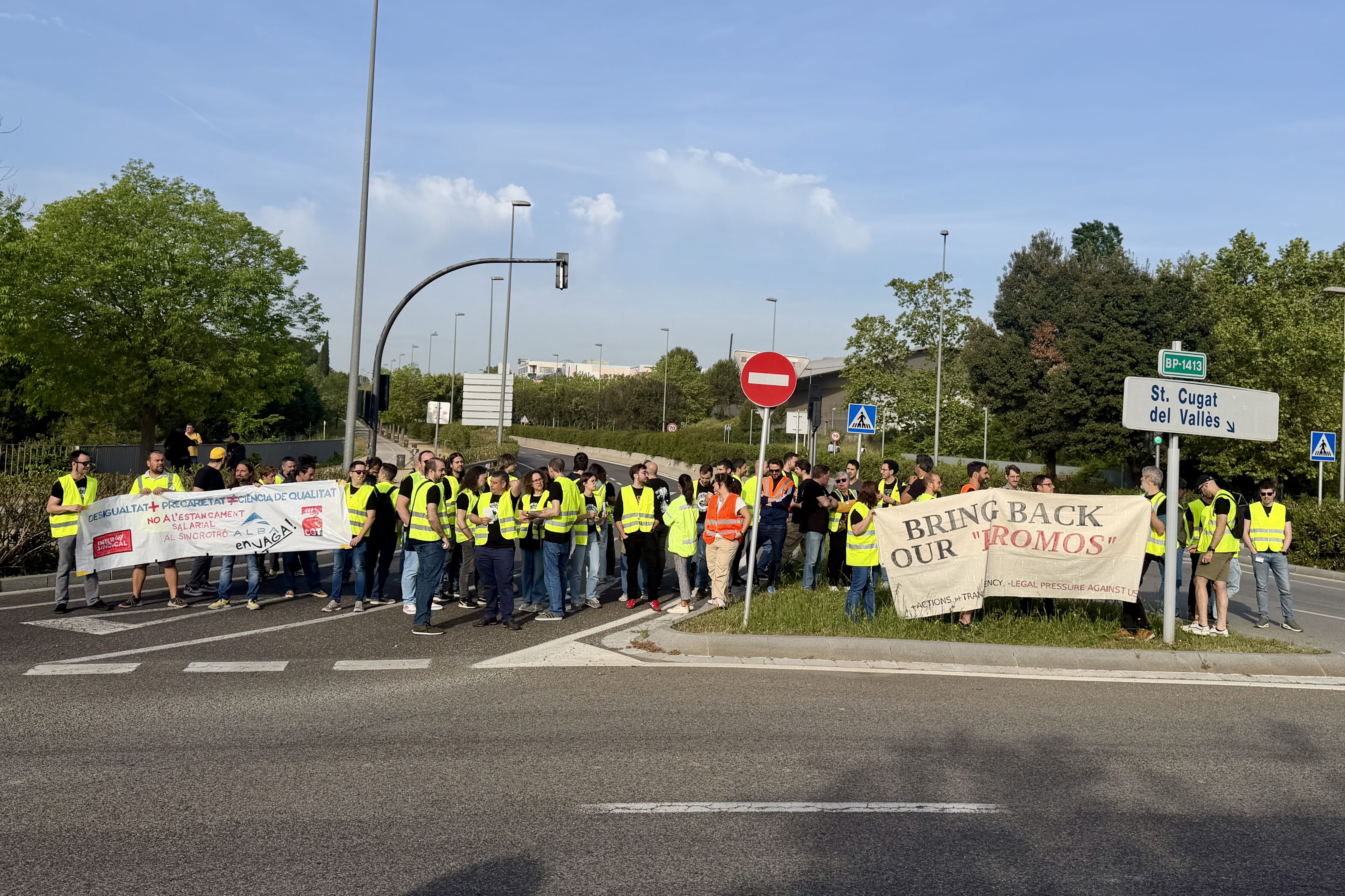 Protesta dels treballadors del Sincrotró Alba | Jordi Pujolar (ACN)