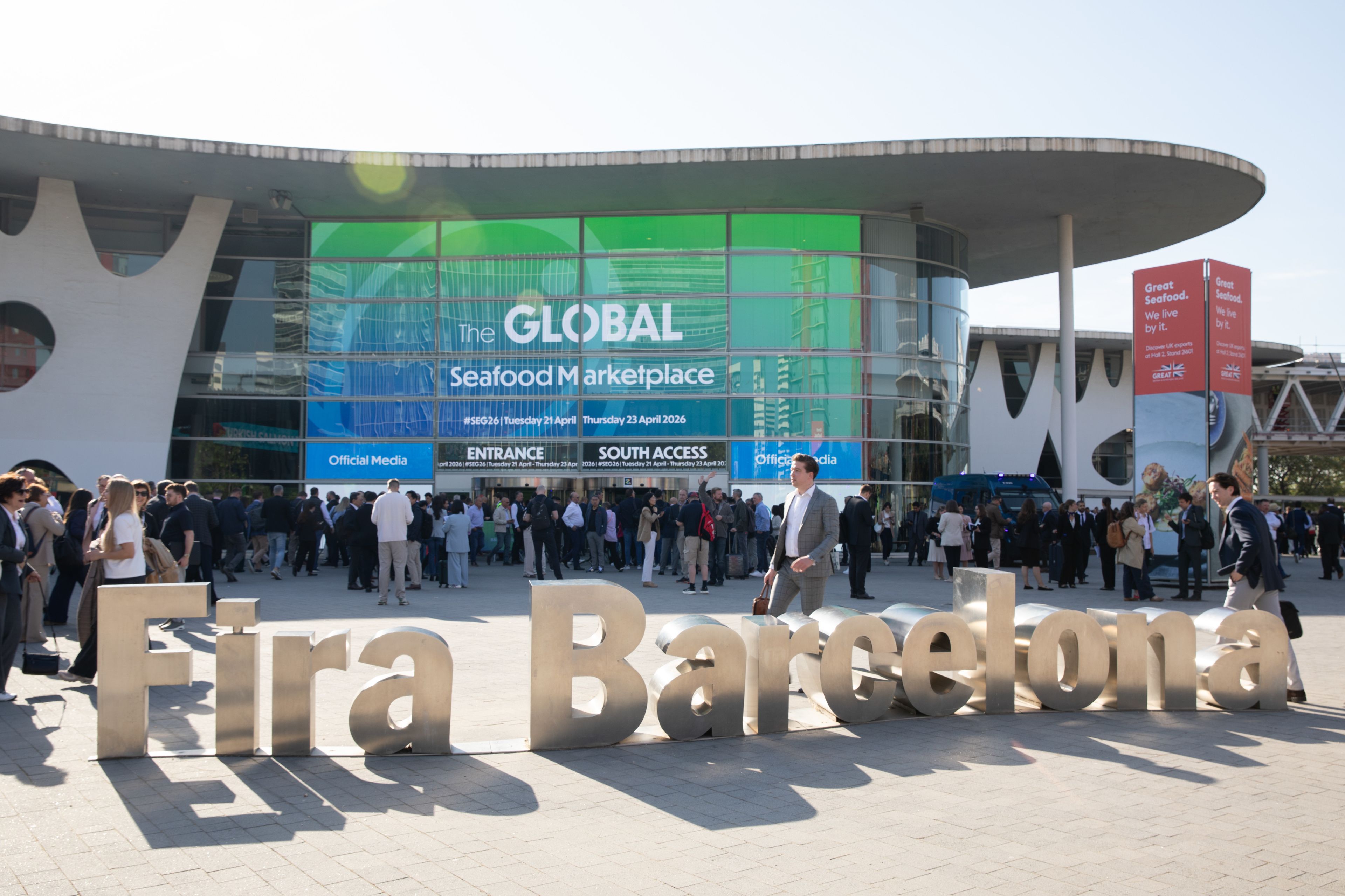 Entrada del recinto Gran Via de Fira de Barcelona durante la celebración de la 32a Seafood Expo Global | Cedida