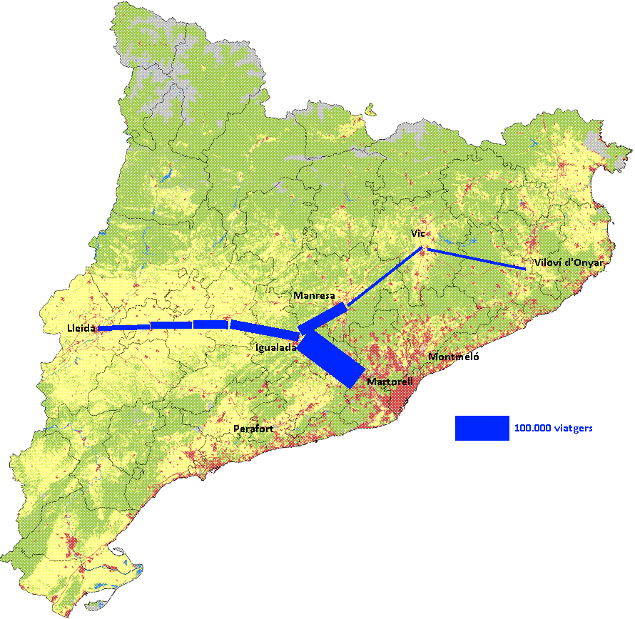 Flujos de carga de los tramos del EFT. Datos del Plan Director Urbanístico | Cedida
