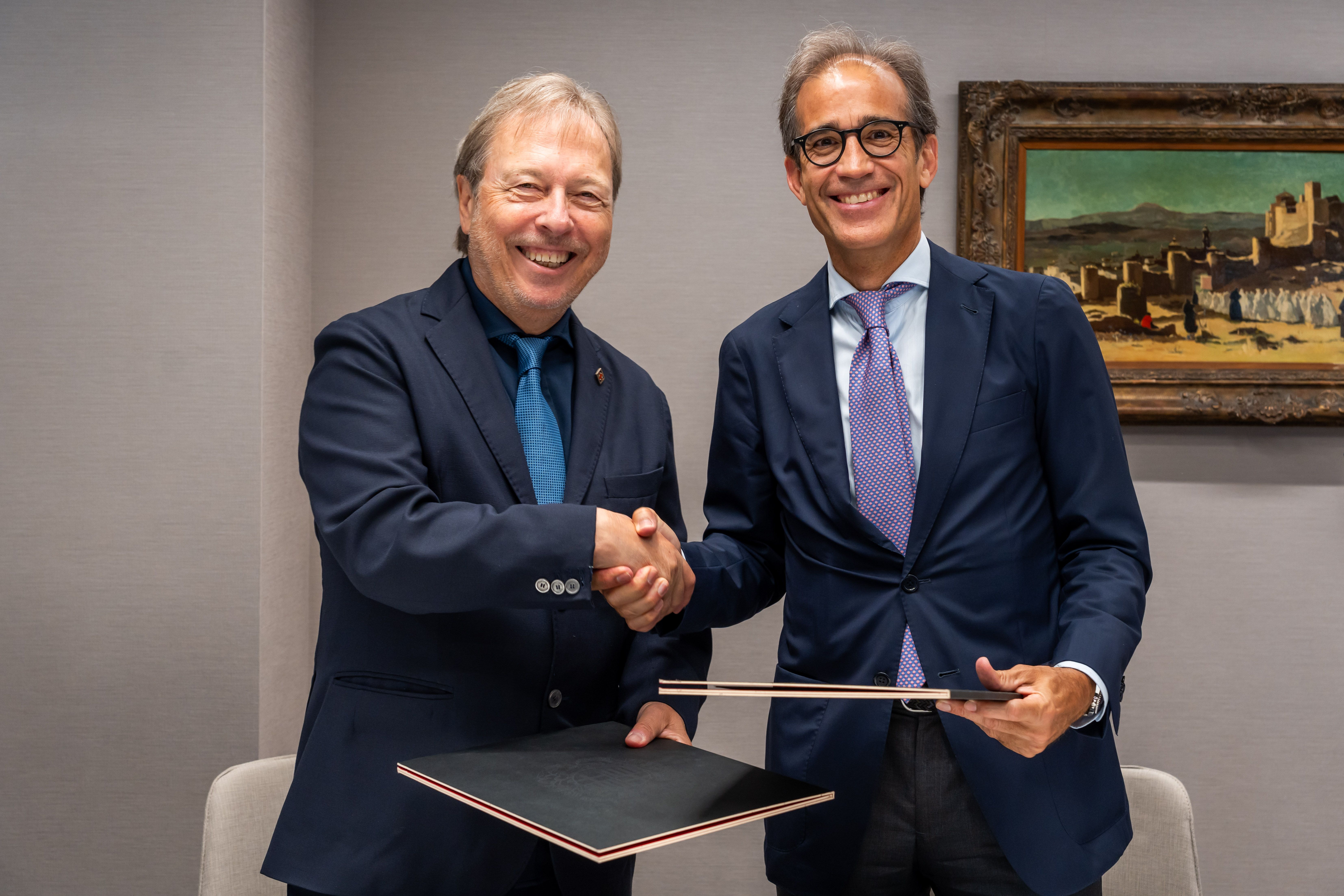 El president de la Cambra de Comerç de Barcelona, Josep Santacreu, i el president de Fira de Barcelona, Pau Relat | Cedida