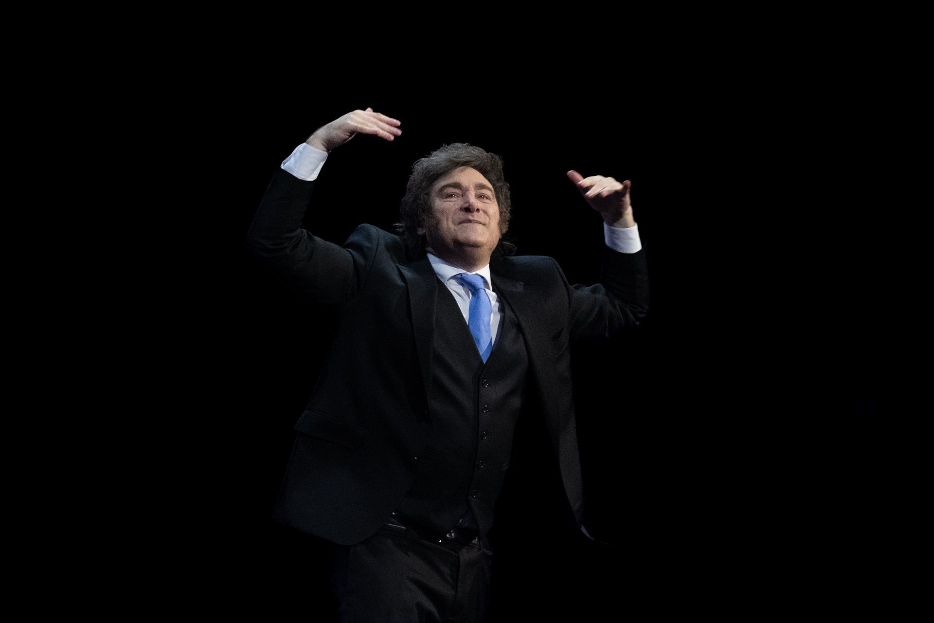El president de l'Argentina, Javier Milei, durant l'acte de cloenda del Madrid Economic Forum, al Palau de Vistalegre, el 14 de març del 2026, a Madrid | Fernando Sánchez (Europa Press)
