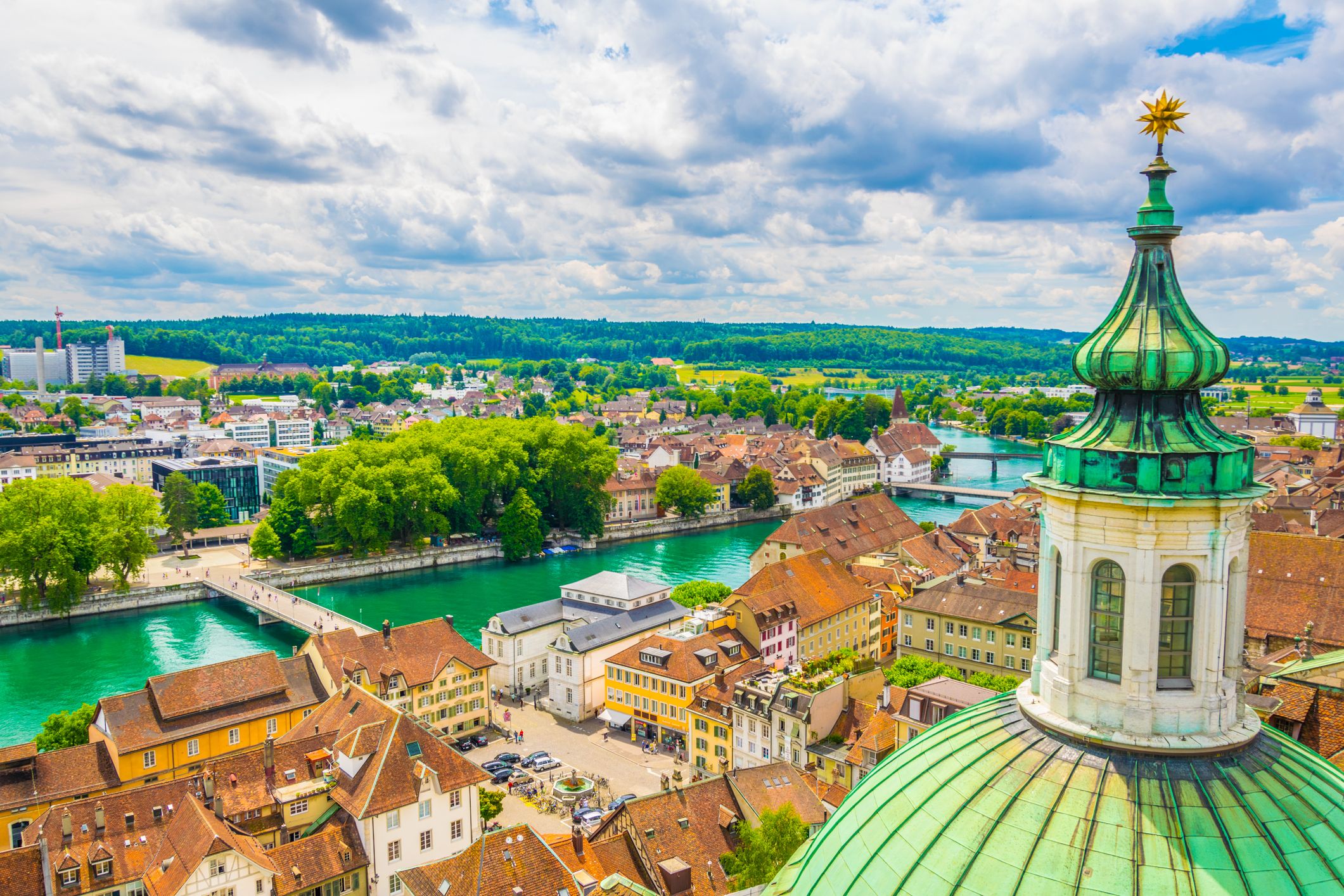 Vista aèria del nucli antic de Solothurn des del mirador de la Catedral de Sant Urs | trabantos (iStock)