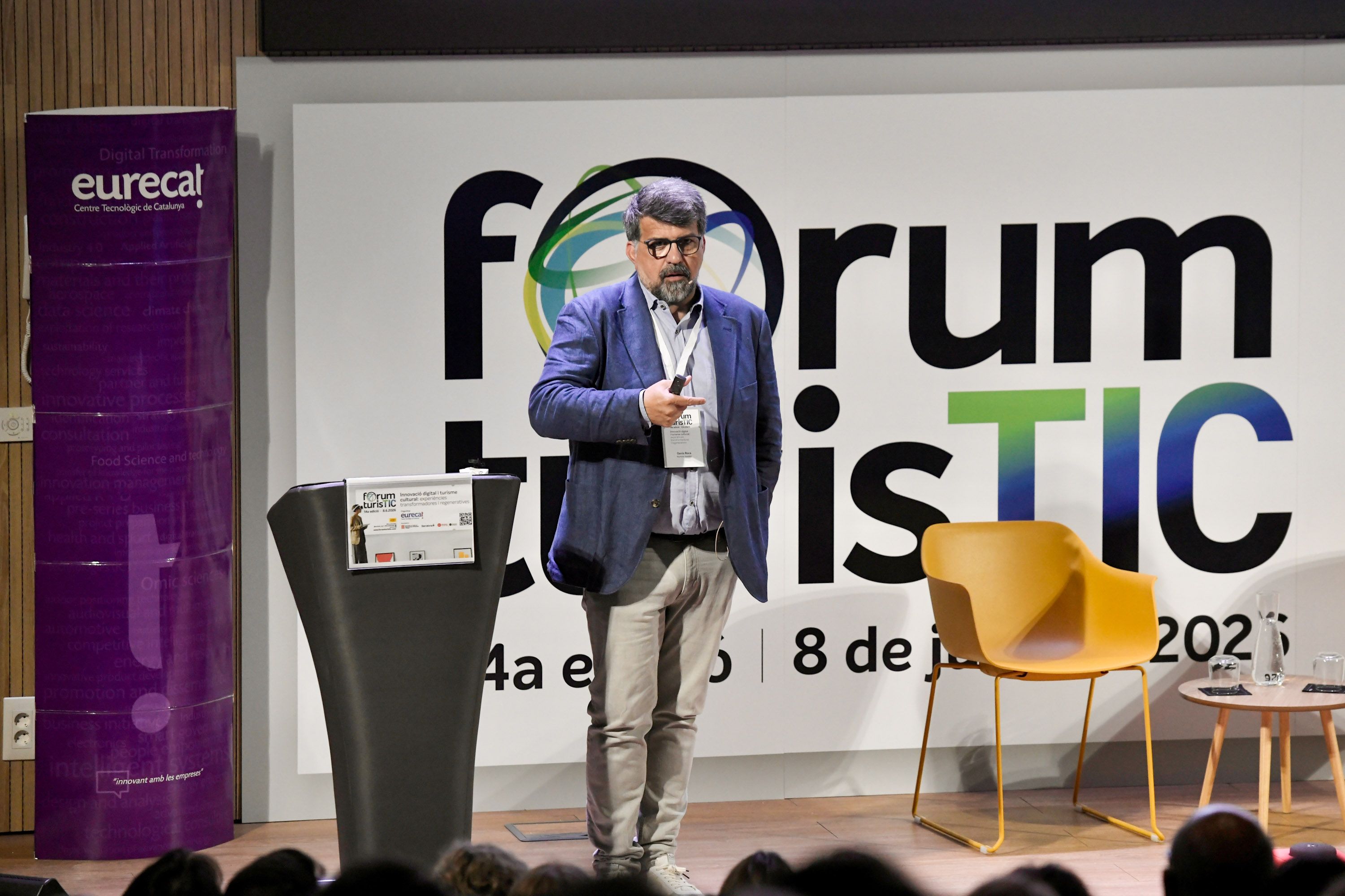 El president d'Accent Obert, Genís Roca, durant la seva ponència al 14è Forum TurisTIC d'Eurecat | Cedida El president d'Accent Obert, Genís Roca, durant la seva ponència al 14è Forum TurisTIC d'Eurecat | Cedida