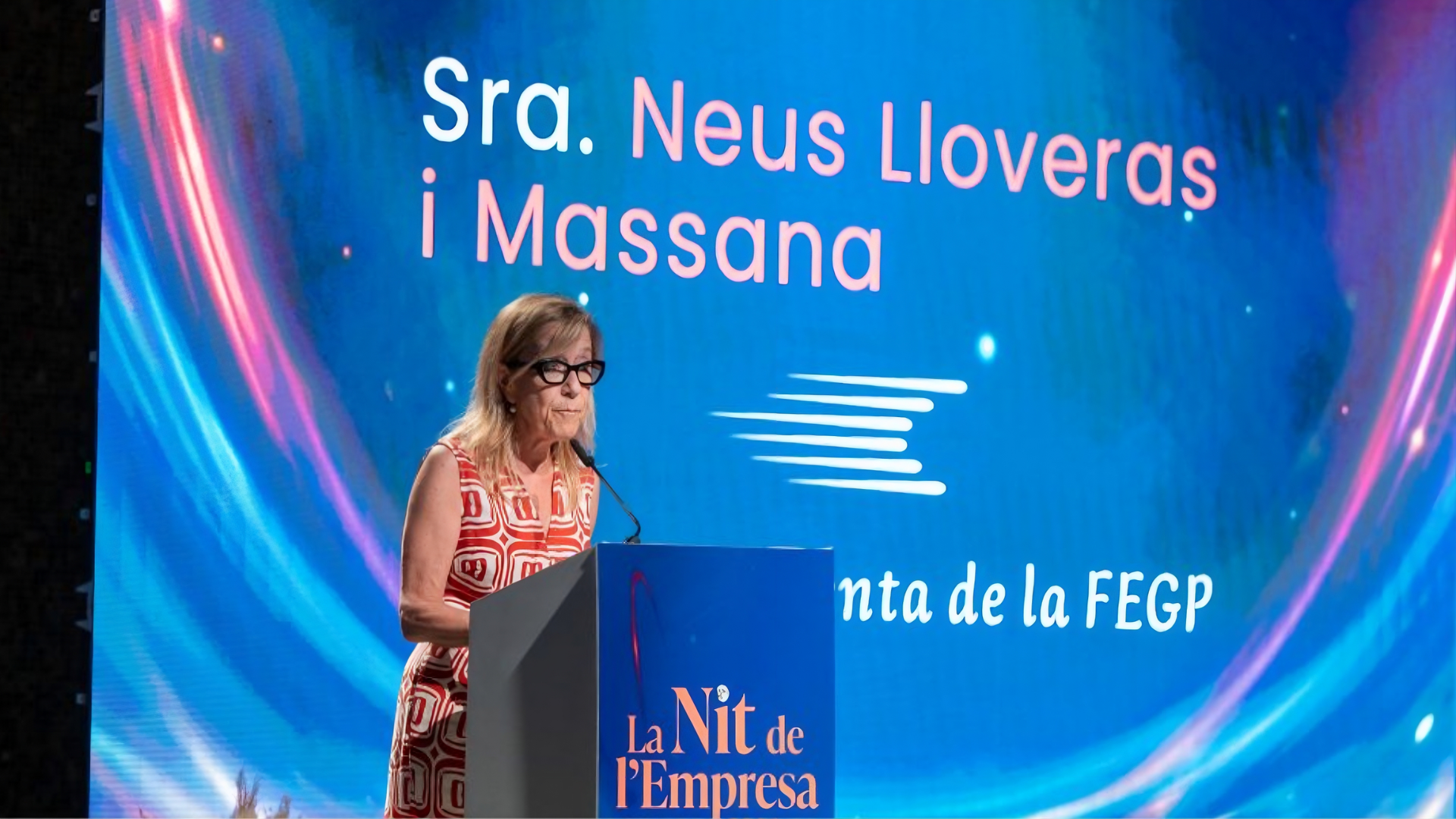 El discurs de Neus Lloveras, presidenta de la FEGP, durant la Nit de l'Empresa 2025 | Cedida