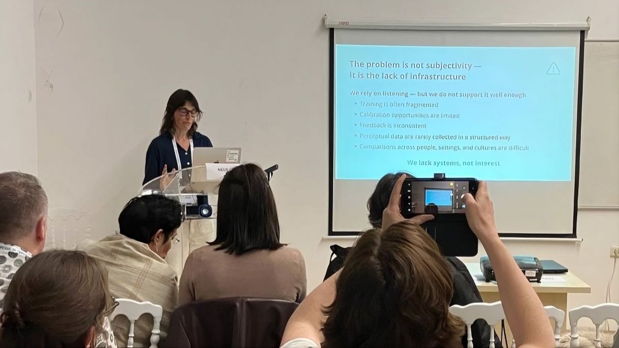 Neus Calaf presentant el projecte d'All-Voiced al 16è Pan-European Voice Conference and Voice Istanbul 2026 | Cedida Neus Calaf presentant el projecte d'All-Voiced al 16è Pan-European Voice Conference and Voice Istanbul 2026 | Cedida