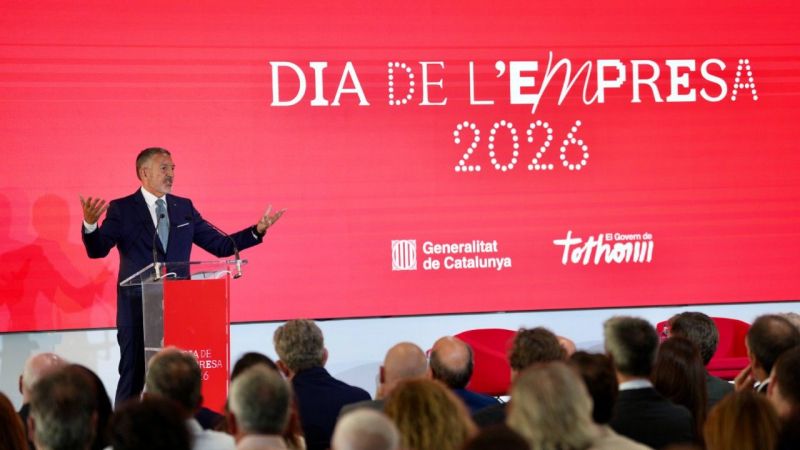 El conseller d'Empresa i Treball, Miquel Sàmper, durant la celebració del Dia de l'Empresa, a Montmeló | Cedida