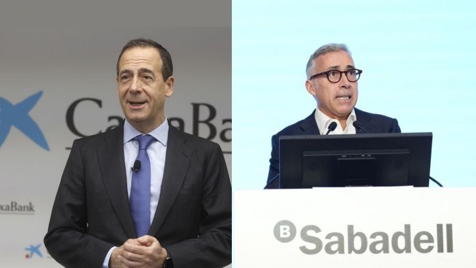 El conseller delegat de CaixaBank, Gonzalo Gortázar, i el del Banc Sabadell, Marc Armengol | VIA Empresa El conseller delegat de CaixaBank, Gonzalo Gortázar, i el del Banc Sabadell, Marc Armengol | VIA Empresa