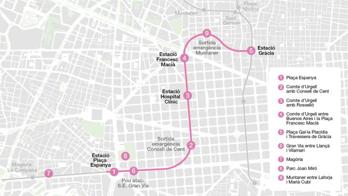 Mapa de les obres de l’L8 Mapa de les obres de l’L8